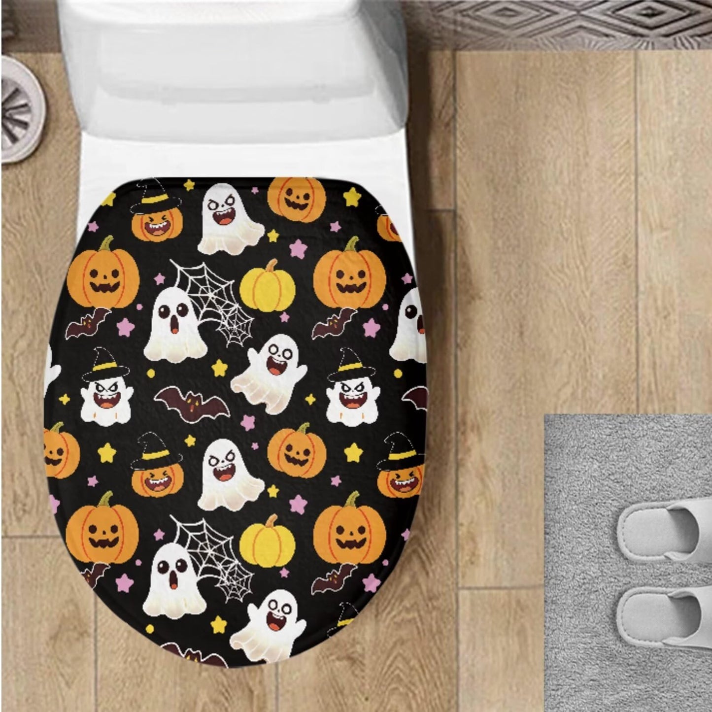 Toilet Lid Cover for Bathroom Water Absorbent Toilet Lid Protector Fits Most Sizes Standard, Round, Elongated and Oblong Lids, Gothic Crow Rose Gray