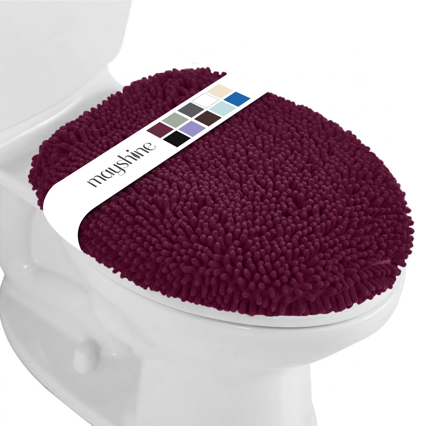 MAYSHINE Toilet Lid Cover - Spa Blue, Plush Microfiber Oval Toilet Seat Covers for Bathroom, Machine Washable Elongated Toilet Cover Seat, Stretches up to 21"x19"