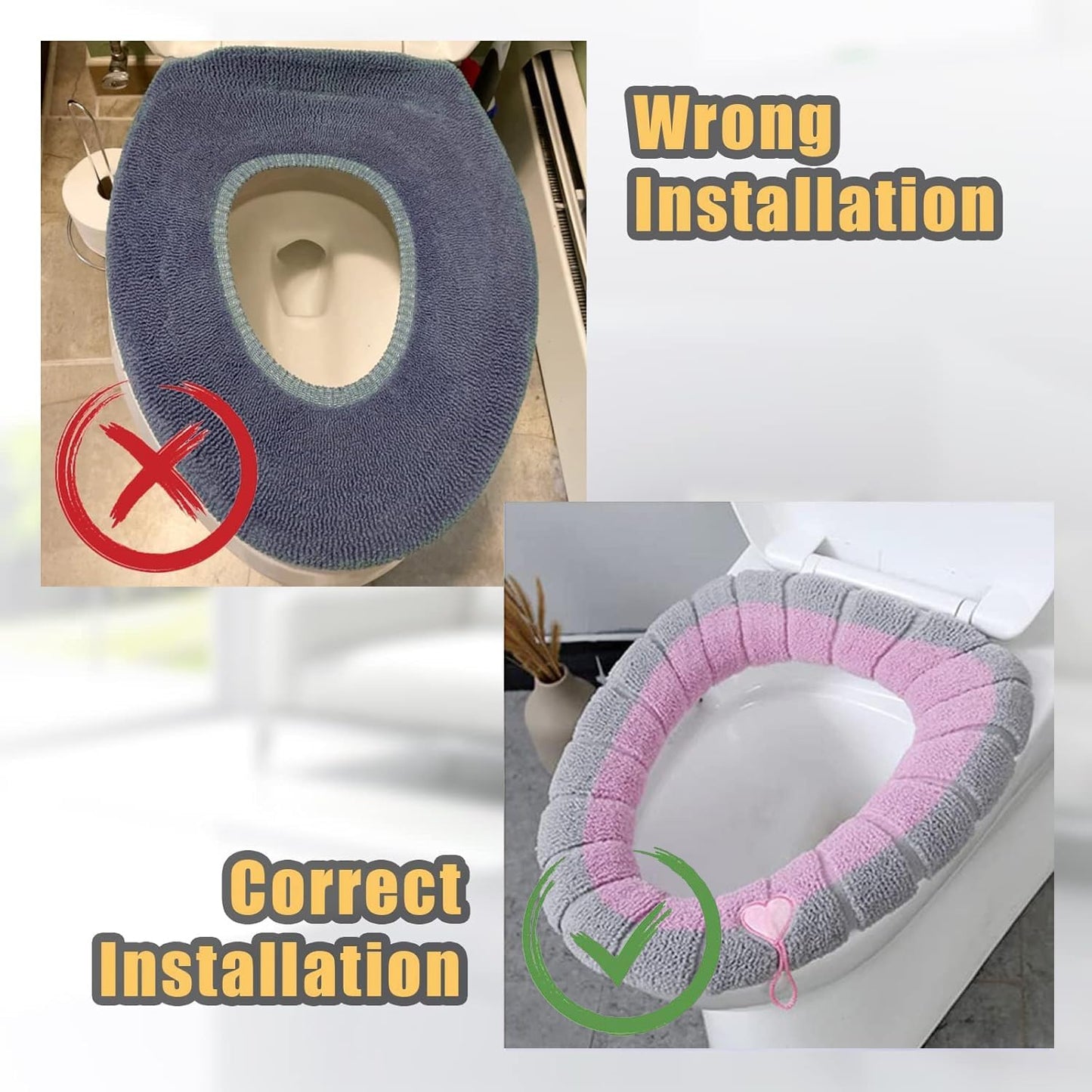 Soft Toilet Seat Cover Pads, Stretchable Washable Toilet Seat Cushion Cover with Handle, Comfortable Toilet Lid Seat Cover, Bathroom Toilet Accessories Set