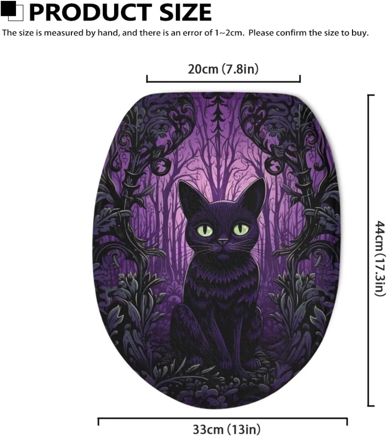 Purple Gothic Cat Toilet Lid Cover Elongated Toilet Seat Lid Covers Replacement Universal Toilet Seat Cover Fits Accessories Decor Soft Toilet Protector Cover Fits Most Toilet Lids-1