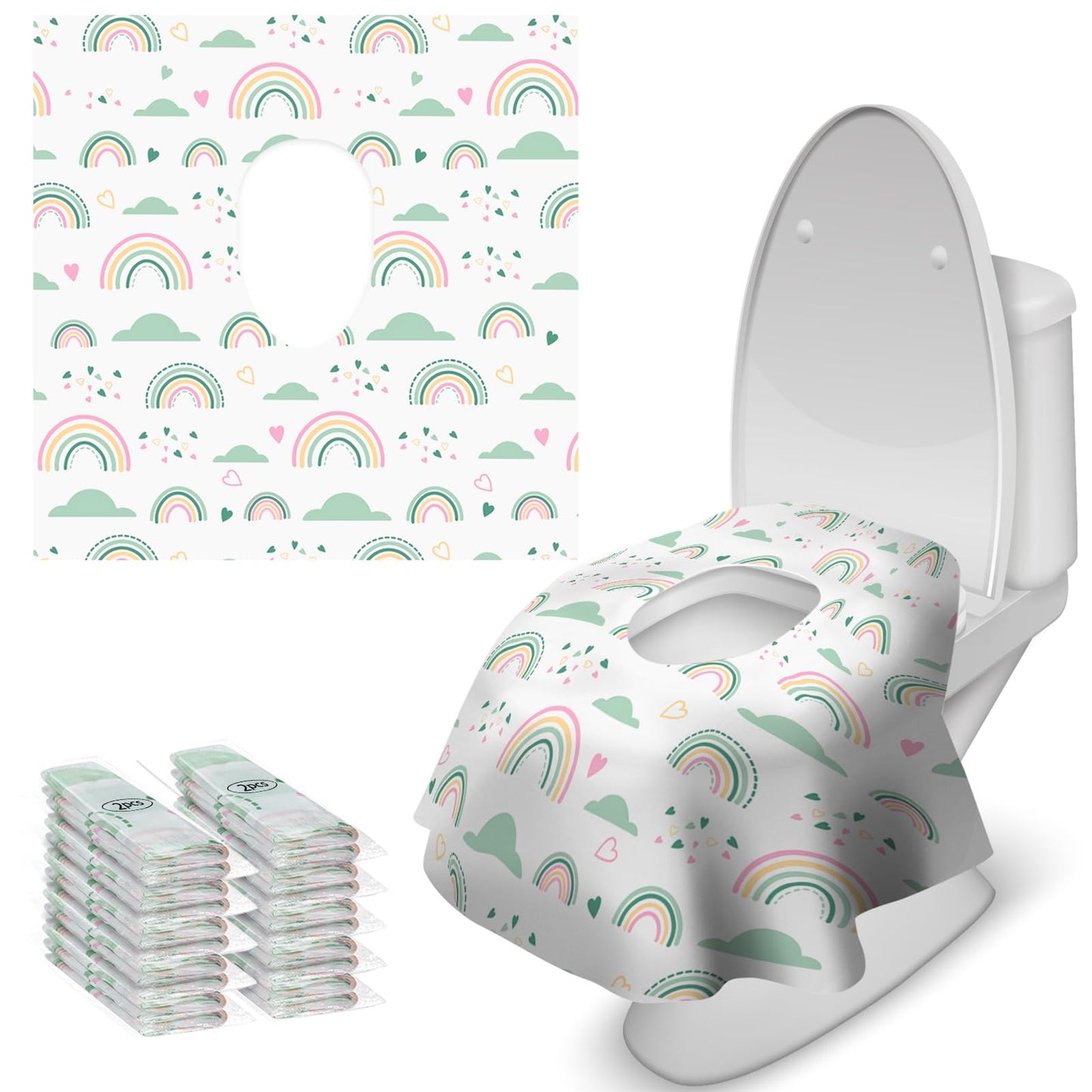 Blissful Diary 30 Pcs Toilet Seat Covers Disposable for Toddlers & Adults, Extra Large Waterproof, Portable Package for Travel, Kids Potty Training