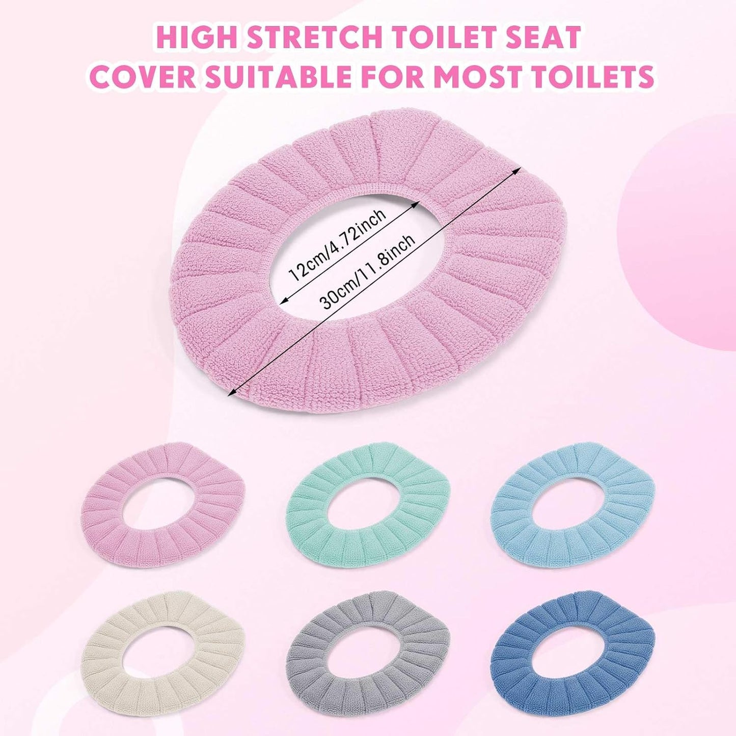 Tegeme 12 Pcs 11.8'' Thicker Bathroom Toilet Seat Cover Pads Bulk,Colorful