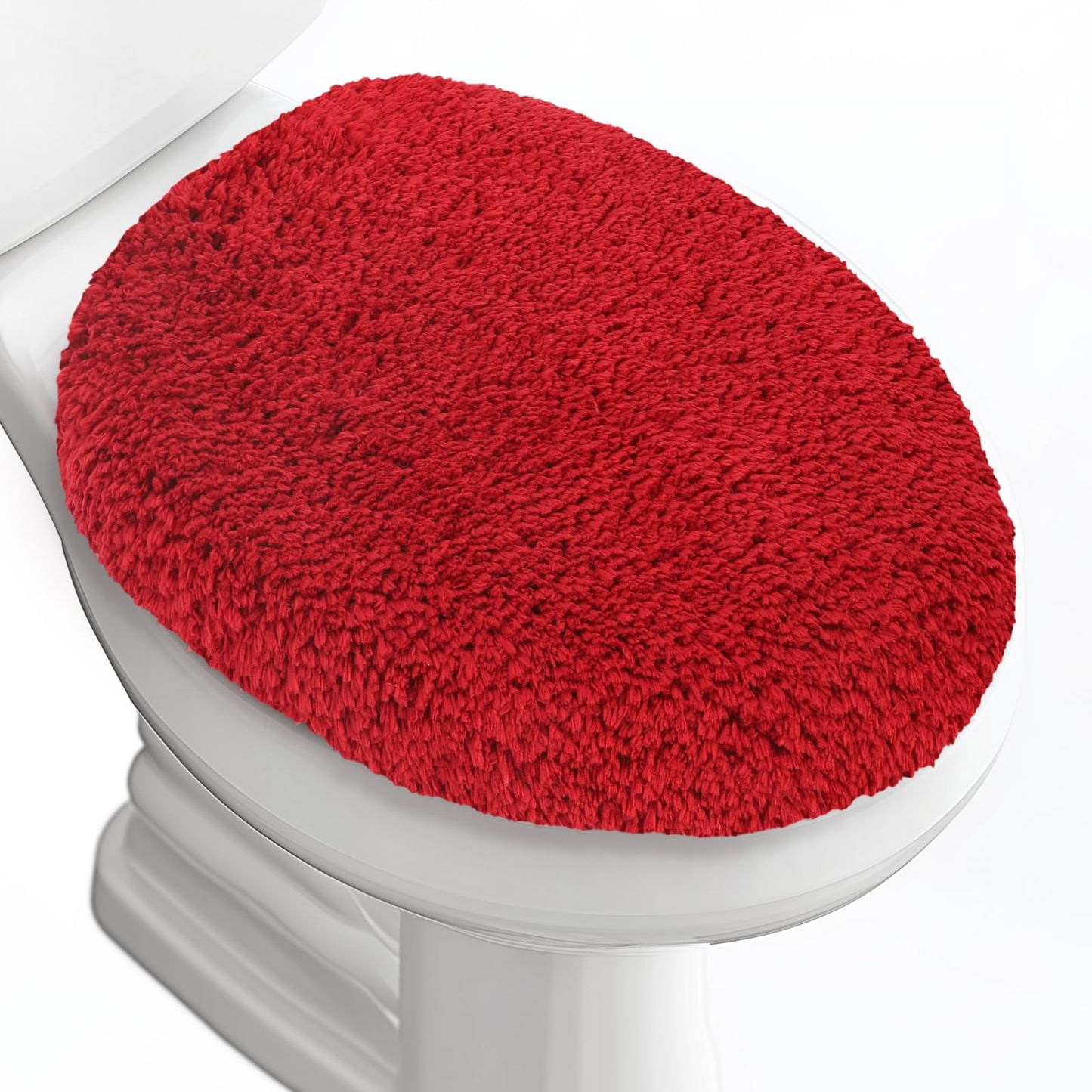 Microfiber Elongated Toilet Seat Cover 19.5"x 15" Machine Washable | Solid Toilet Lid Cover Adjustable Rubber Backing Fits Only 18-19.5"L x 14-16"W Elongated Toilet Seat