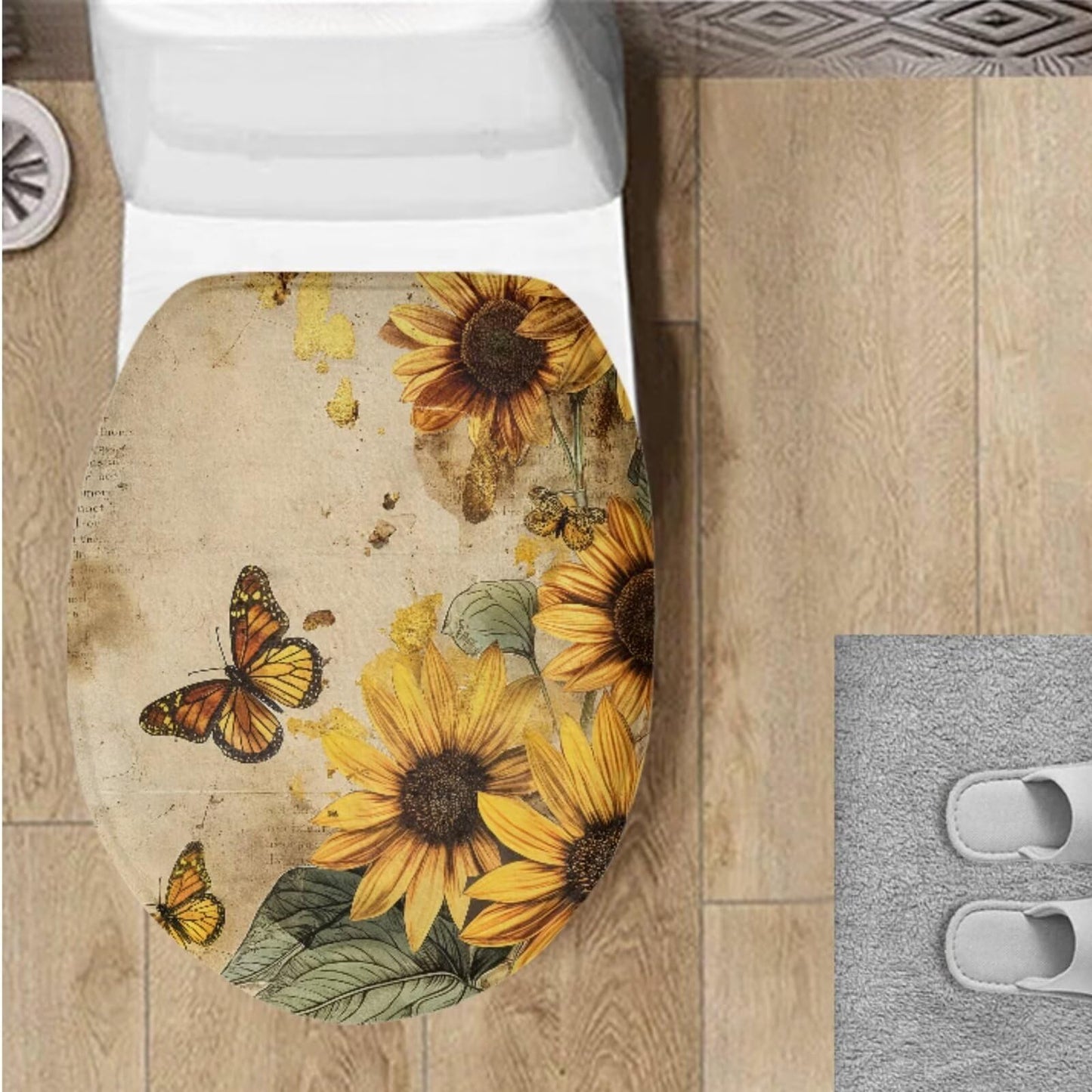 Toilet Lid Cover for Bathroom Water Absorbent Toilet Lid Protector Fits Most Sizes Standard, Round, Elongated and Oblong Lids, Gothic Crow Rose Gray