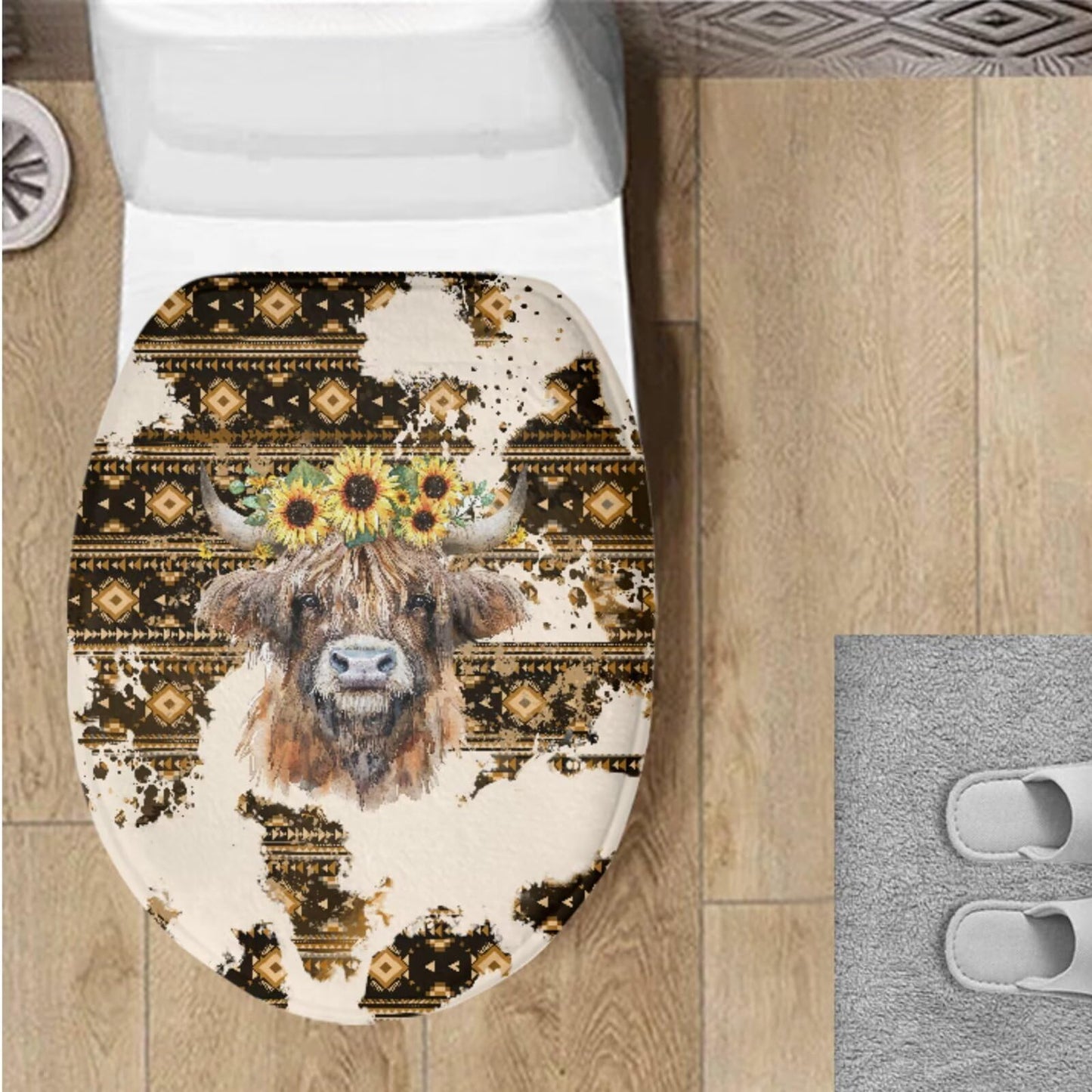 Toilet Lid Cover for Bathroom Water Absorbent Toilet Lid Protector Fits Most Sizes Standard, Round, Elongated and Oblong Lids, Gothic Crow Rose Gray