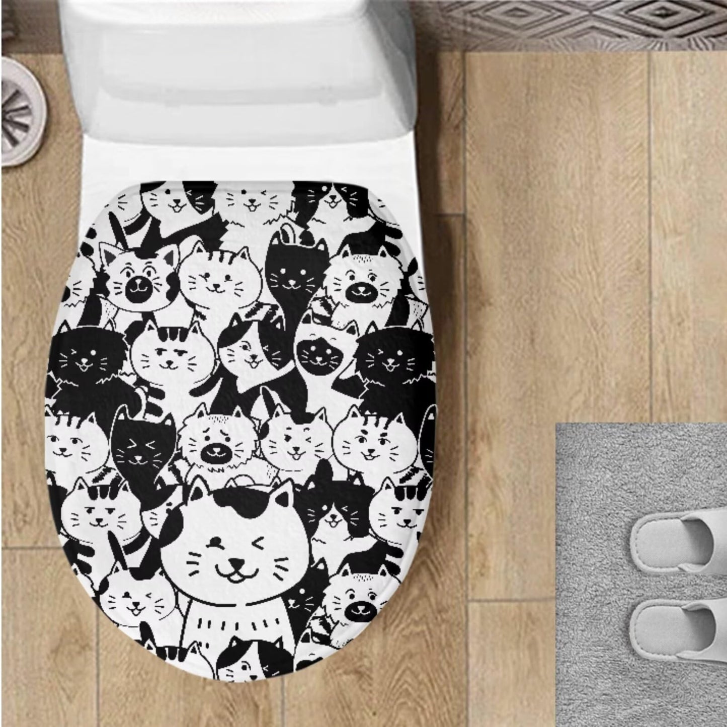 Toilet Lid Cover for Bathroom Water Absorbent Toilet Lid Protector Fits Most Sizes Standard, Round, Elongated and Oblong Lids, Gothic Crow Rose Gray