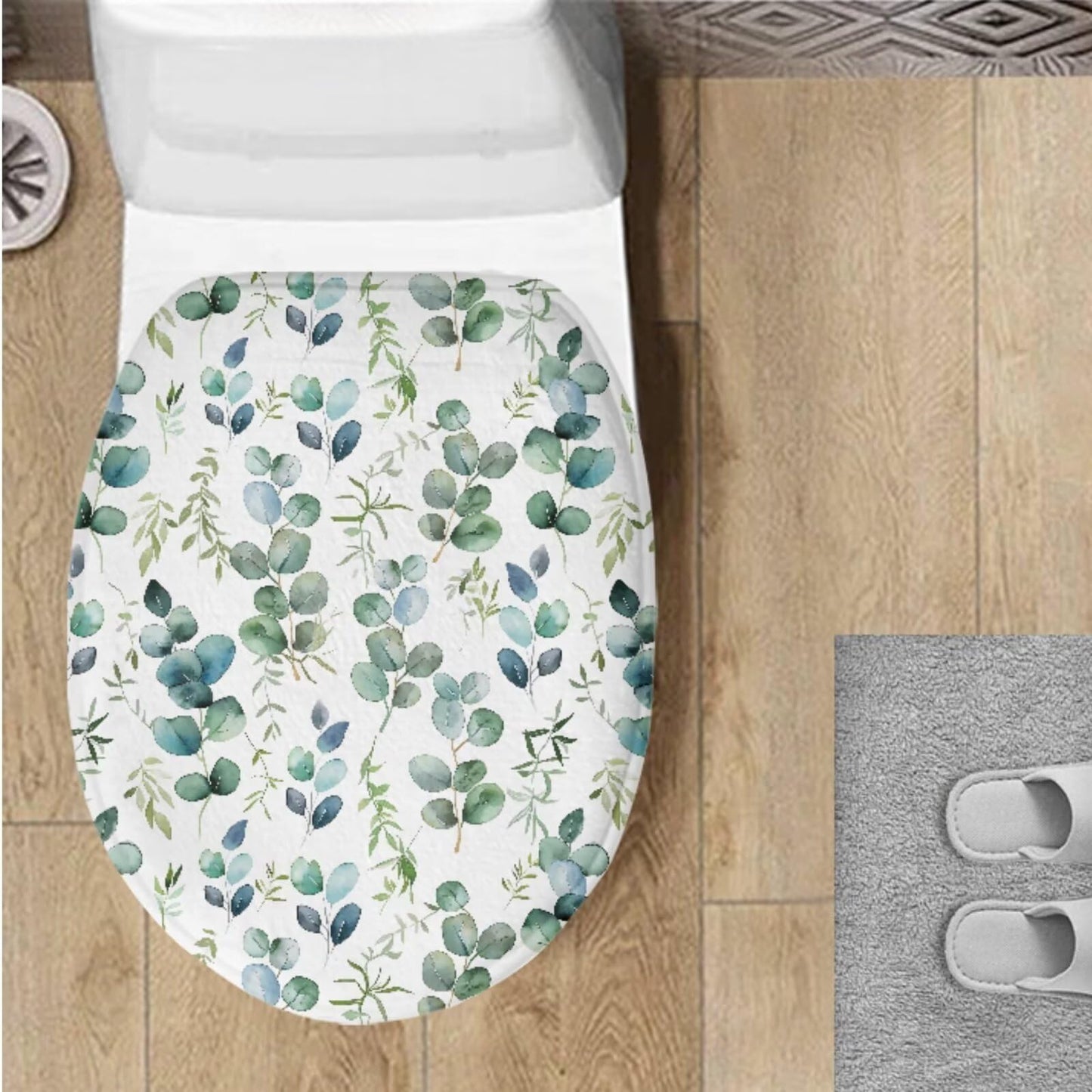Toilet Lid Cover for Bathroom Water Absorbent Toilet Lid Protector Fits Most Sizes Standard, Round, Elongated and Oblong Lids, Gothic Crow Rose Gray