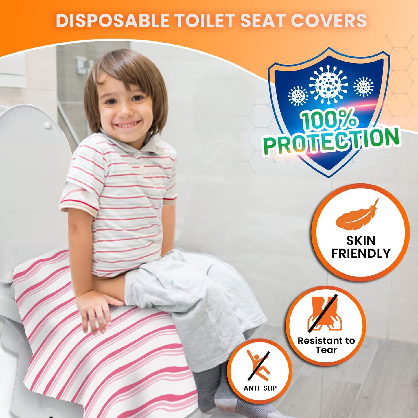 20 XL Toilet Seat Covers Disposable, Kids & Adults Travel Pack | Individually Wrapped, Waterproof, Potty Training, Toddler Liners, Travel Use