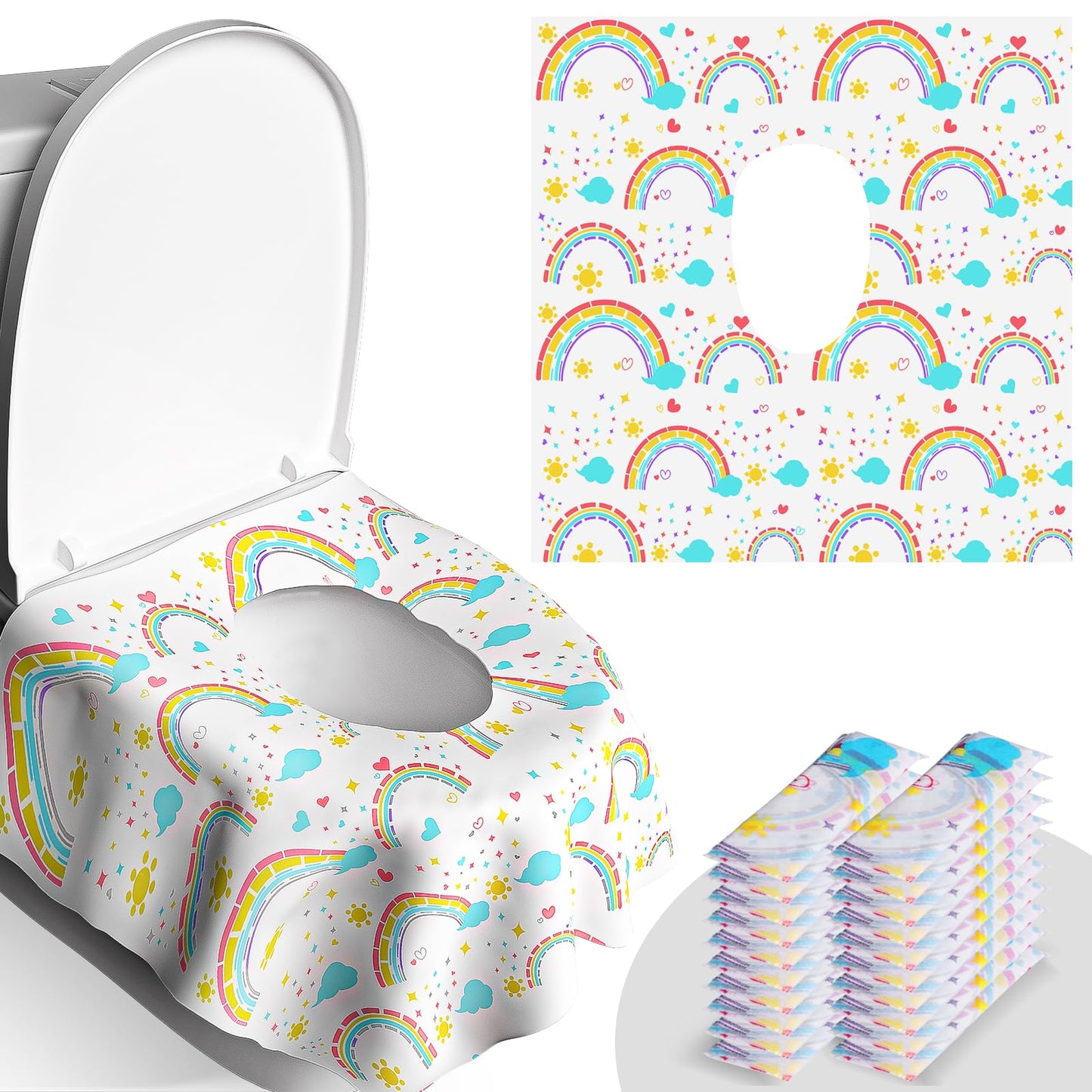 20 Pack Disposable Toilet Seat Covers for Travel, Individually Wrapped | Waterproof & Large Size for Toddlers & Adults, Fits on Most Seats for Public Restrooms, Airplane, Trip, Kids Potty Training