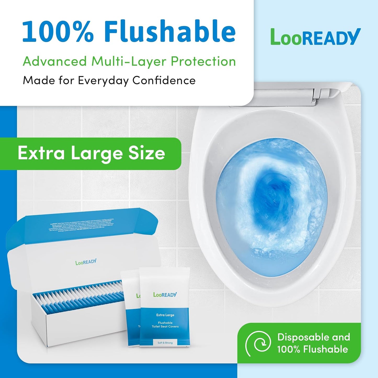 Toilet Seat Covers Disposable Flushable - Extra Large (18 x 22”) - Super Thick, Individually Wrapped Toilet Seat Cover for Travel & Public Bathroom - Premium Quality, Convenient and Hygienic (30 Pack)