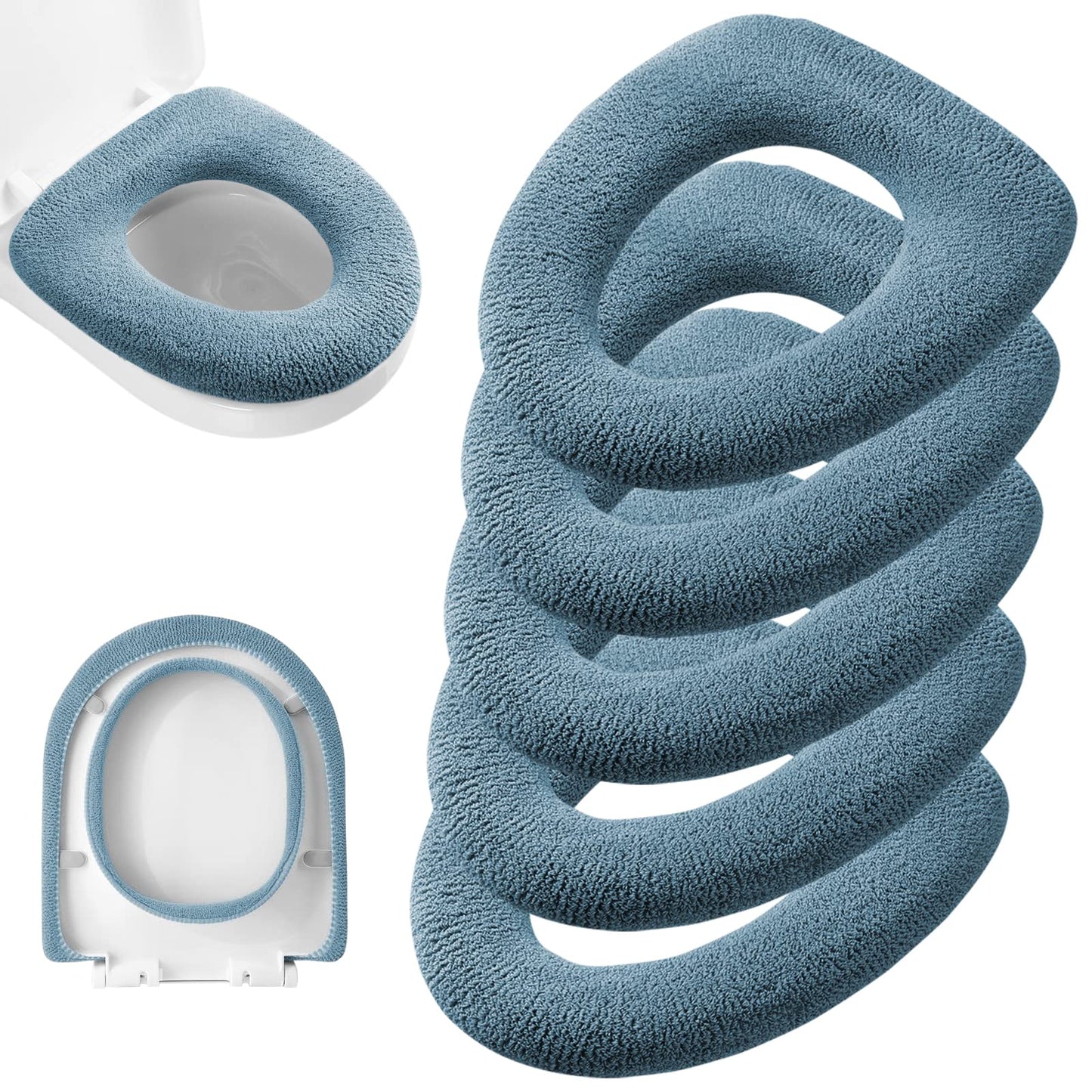 Legigo 5 Pack Toilet Seat Cover, Soft Toilet Seat Warmer Pads for Bathroom | Warmth, Comfort & Easy to Install, Toilet Seat Cushion Covers, Washable and Stretchable (Pumpkin Modelling)