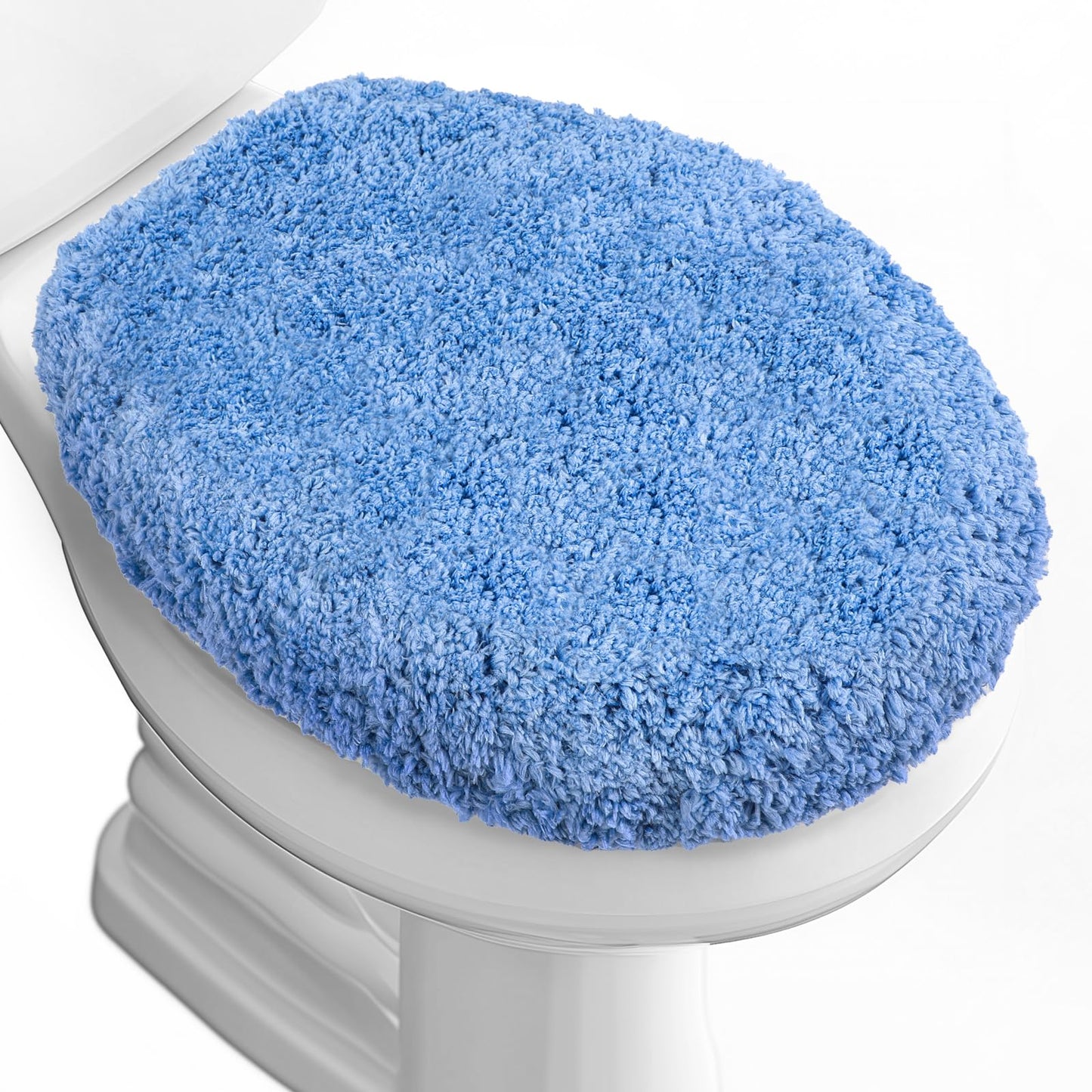 Soft Microfiber Toilet Seat Cover 17.5" x 15" Machine Washable | Solid Toilet Lid Cover Adjustable Rubber Backing Fits Most 16 -17.5" L x 14-16" W Round Oblong and Elongated Toilet Seat