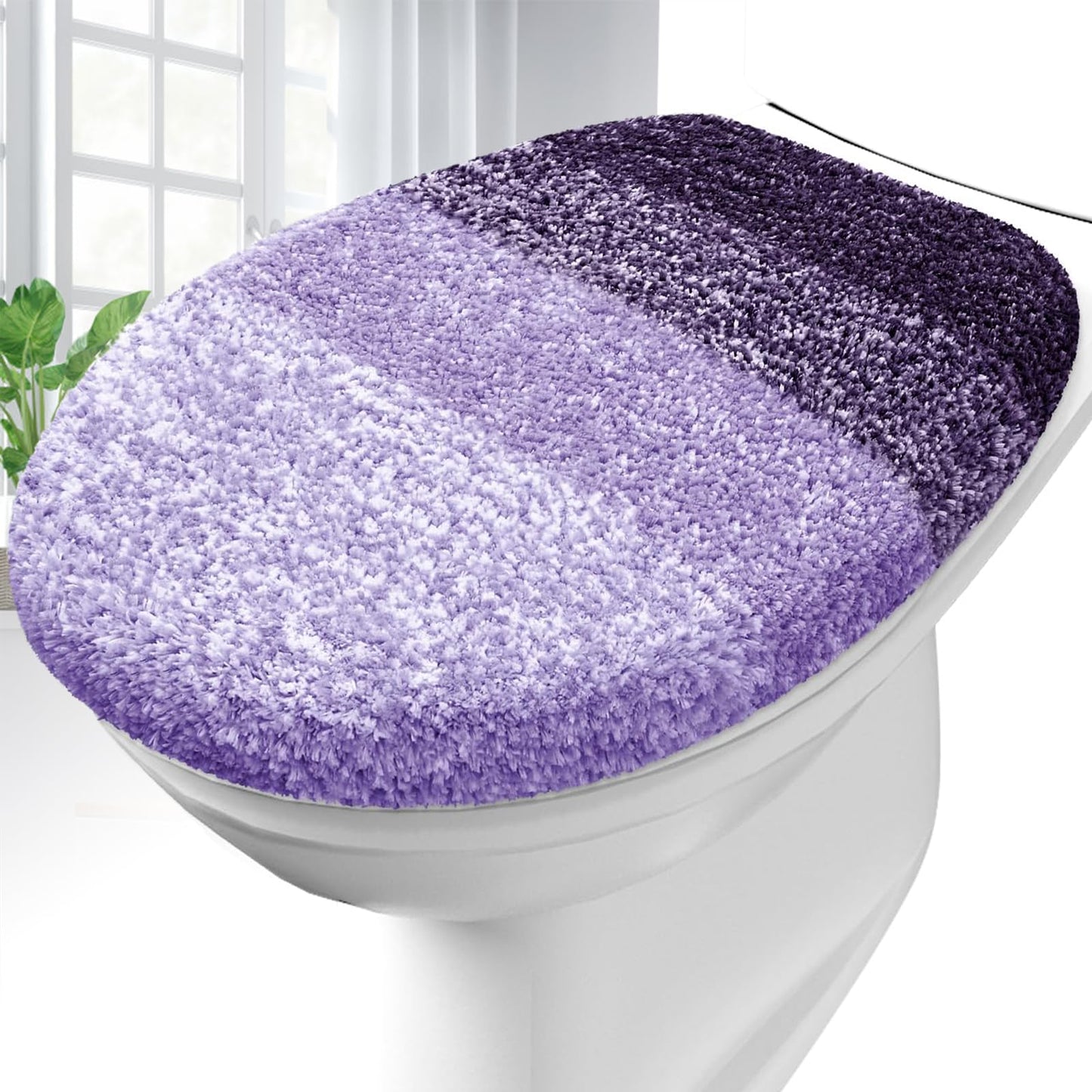 OLANLY Soft Microfiber Bathroom Toilet Lid Cover, 17.5x15, Gray | Machine Washable Seat Covers, Stays in Place Rubber Backing, Fits Most Round, Elongated and Oblong Lids, Accessories Decor