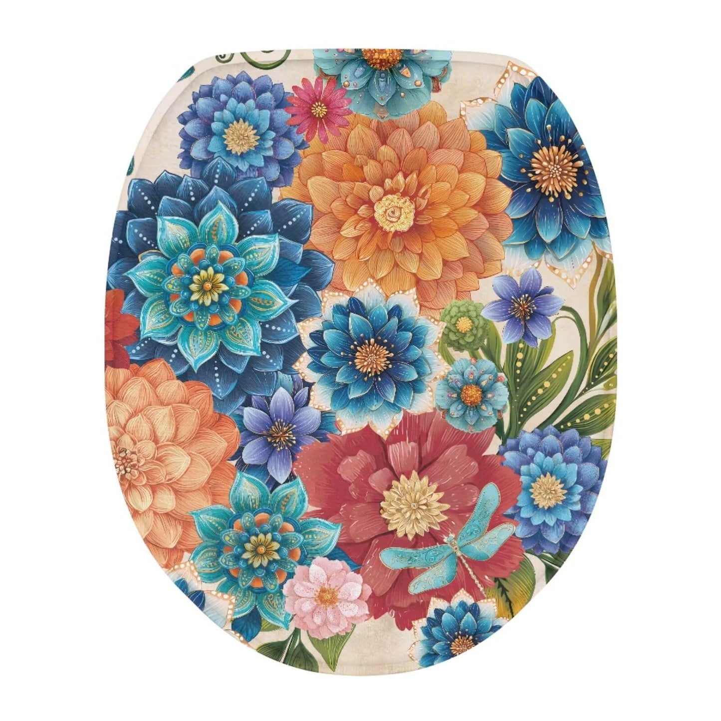 chaqlin Toilet Lid Cover with Elastic Straps and Non-Slip Backing Stays in Place Toilet Seat Lid Cover Fits Most Toilets Bathroom Decoration 17.3'' x 13'', Happy Fall Print