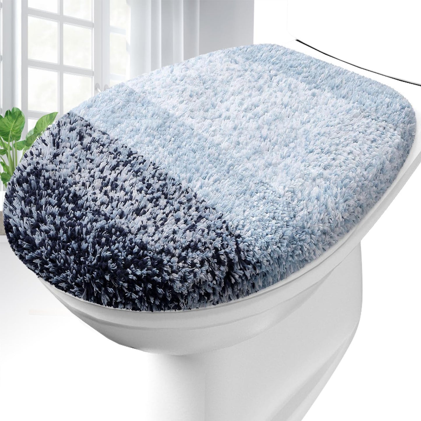 OLANLY Soft Microfiber Bathroom Toilet Lid Cover, 17.5x15, Gray | Machine Washable Seat Covers, Stays in Place Rubber Backing, Fits Most Round, Elongated and Oblong Lids, Accessories Decor