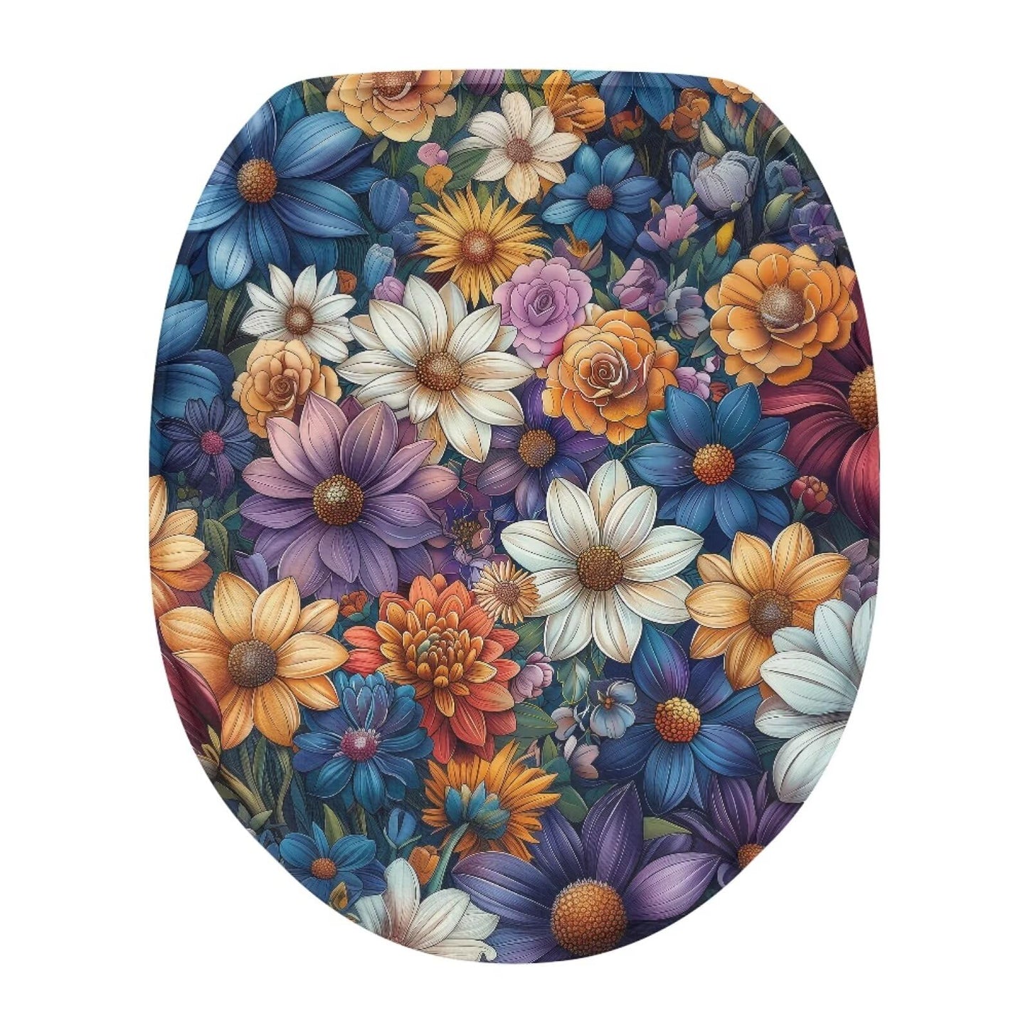 chaqlin Toilet Lid Cover with Elastic Straps and Non-Slip Backing Stays in Place Toilet Seat Lid Cover Fits Most Toilets Bathroom Decoration 17.3'' x 13'', Happy Fall Print