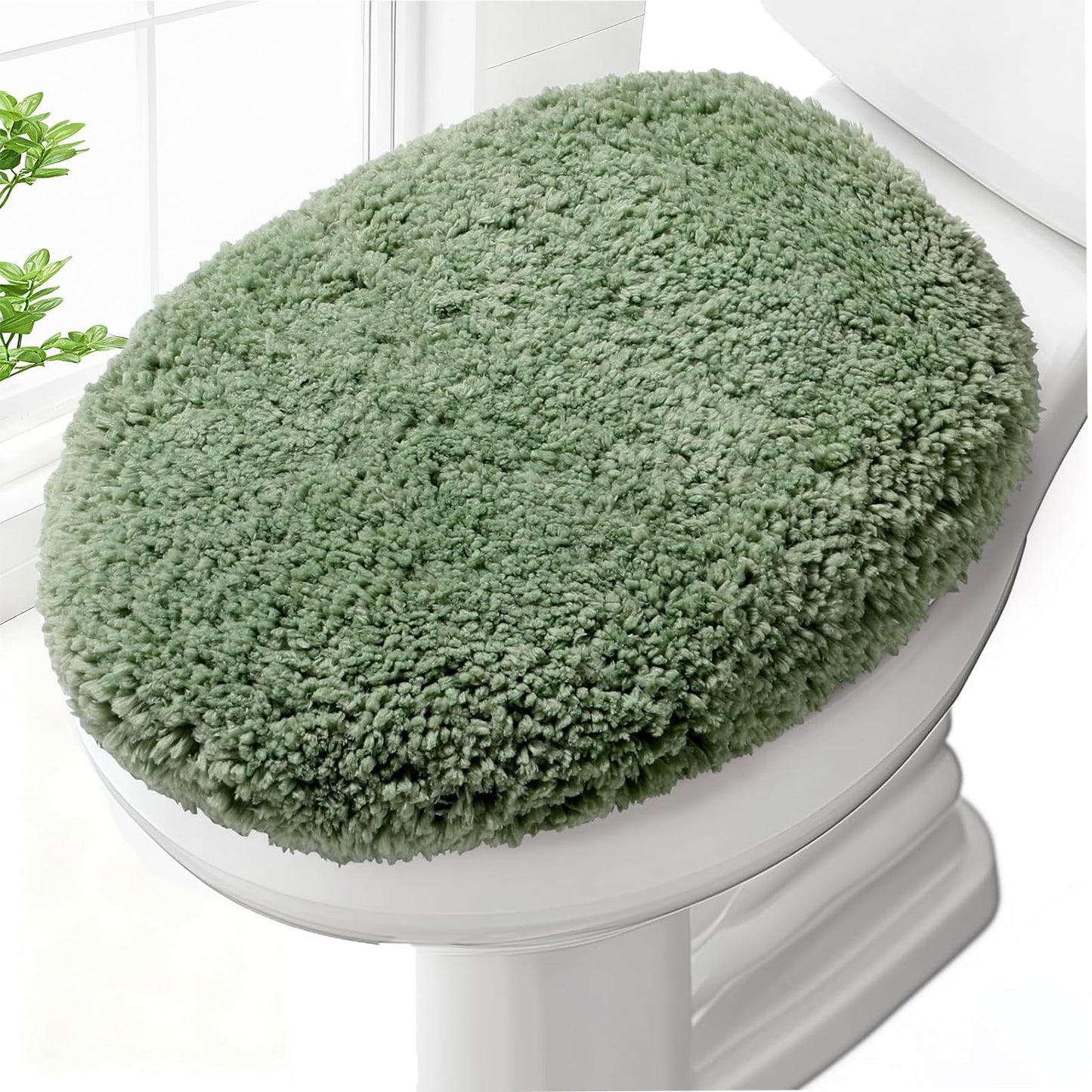 Soft Microfiber Toilet Seat Cover 17.5" x 15" Machine Washable | Solid Toilet Lid Cover Adjustable Rubber Backing Fits Most 16 -17.5" L x 14-16" W Round Oblong and Elongated Toilet Seat