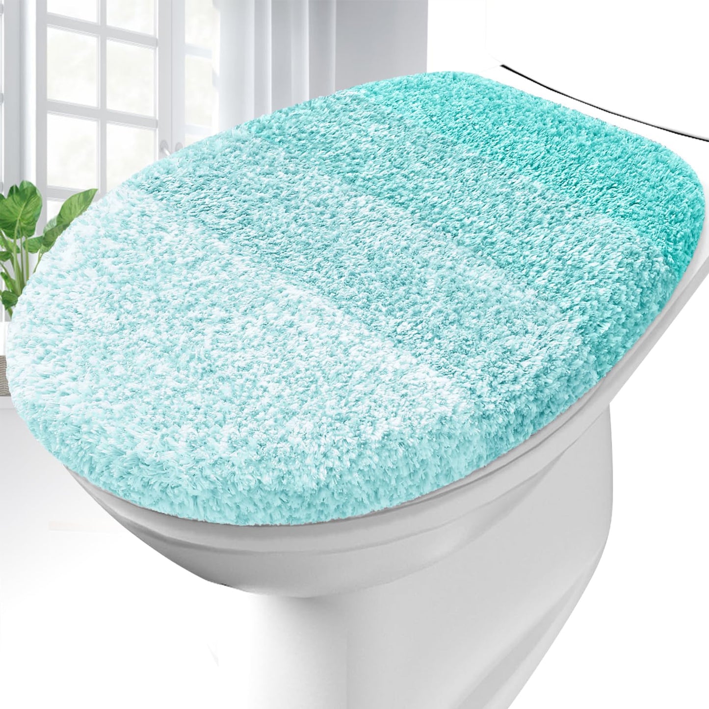 OLANLY Soft Microfiber Bathroom Toilet Lid Cover, 17.5x15, Gray | Machine Washable Seat Covers, Stays in Place Rubber Backing, Fits Most Round, Elongated and Oblong Lids, Accessories Decor