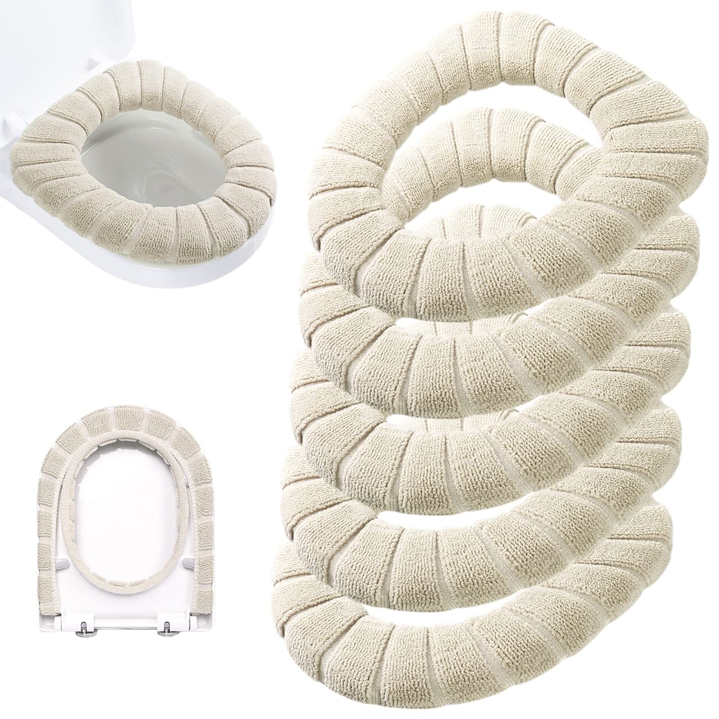 Legigo 5 Pack Toilet Seat Cover, Soft Toilet Seat Warmer Pads for Bathroom | Warmth, Comfort & Easy to Install, Toilet Seat Cushion Covers, Washable and Stretchable (Pumpkin Modelling)