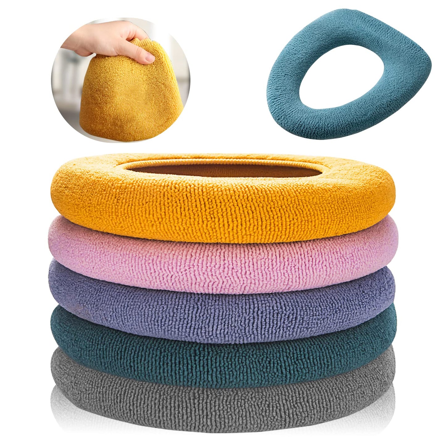 Legigo 5 Pack Toilet Seat Cover, Soft Toilet Seat Warmer Pads for Bathroom | Warmth, Comfort & Easy to Install, Toilet Seat Cushion Covers, Washable and Stretchable (Pumpkin Modelling)
