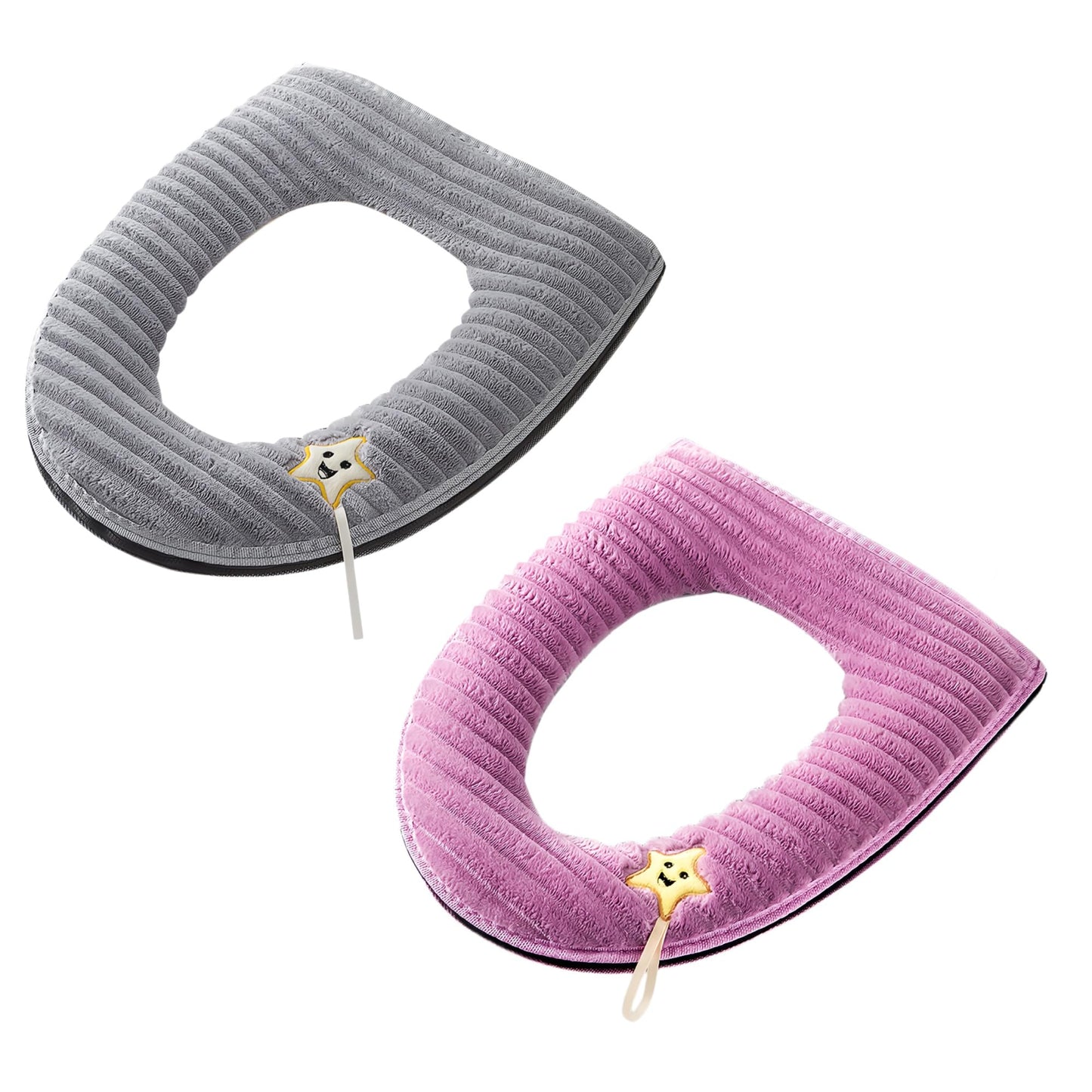 2 Pieces Thicker Bathroom Soft Toilet Seat Cover Pad with Handle Toilet Lid Cover Cushion Soft Thicker Washable Fits All Oval Toilet Seats