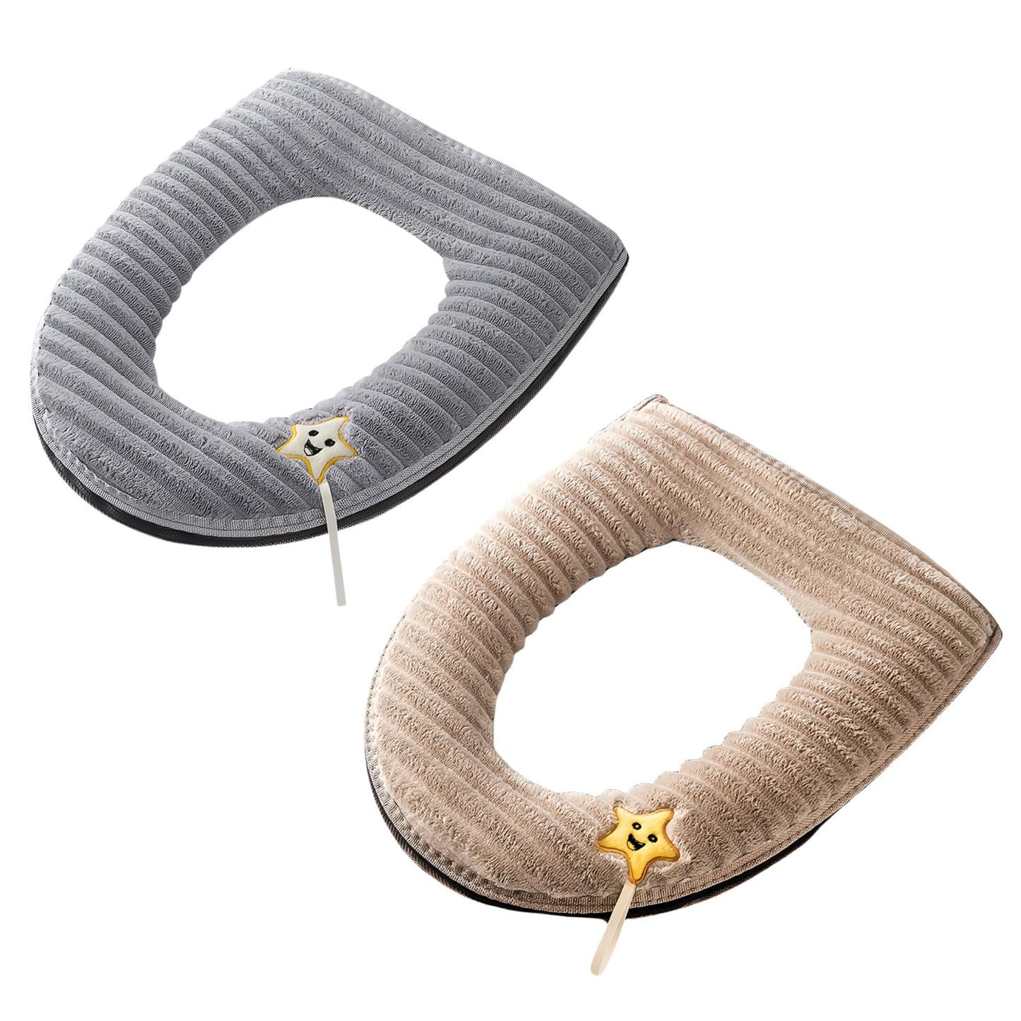 2 Pieces Thicker Bathroom Soft Toilet Seat Cover Pad with Handle Toilet Lid Cover Cushion Soft Thicker Washable Fits All Oval Toilet Seats