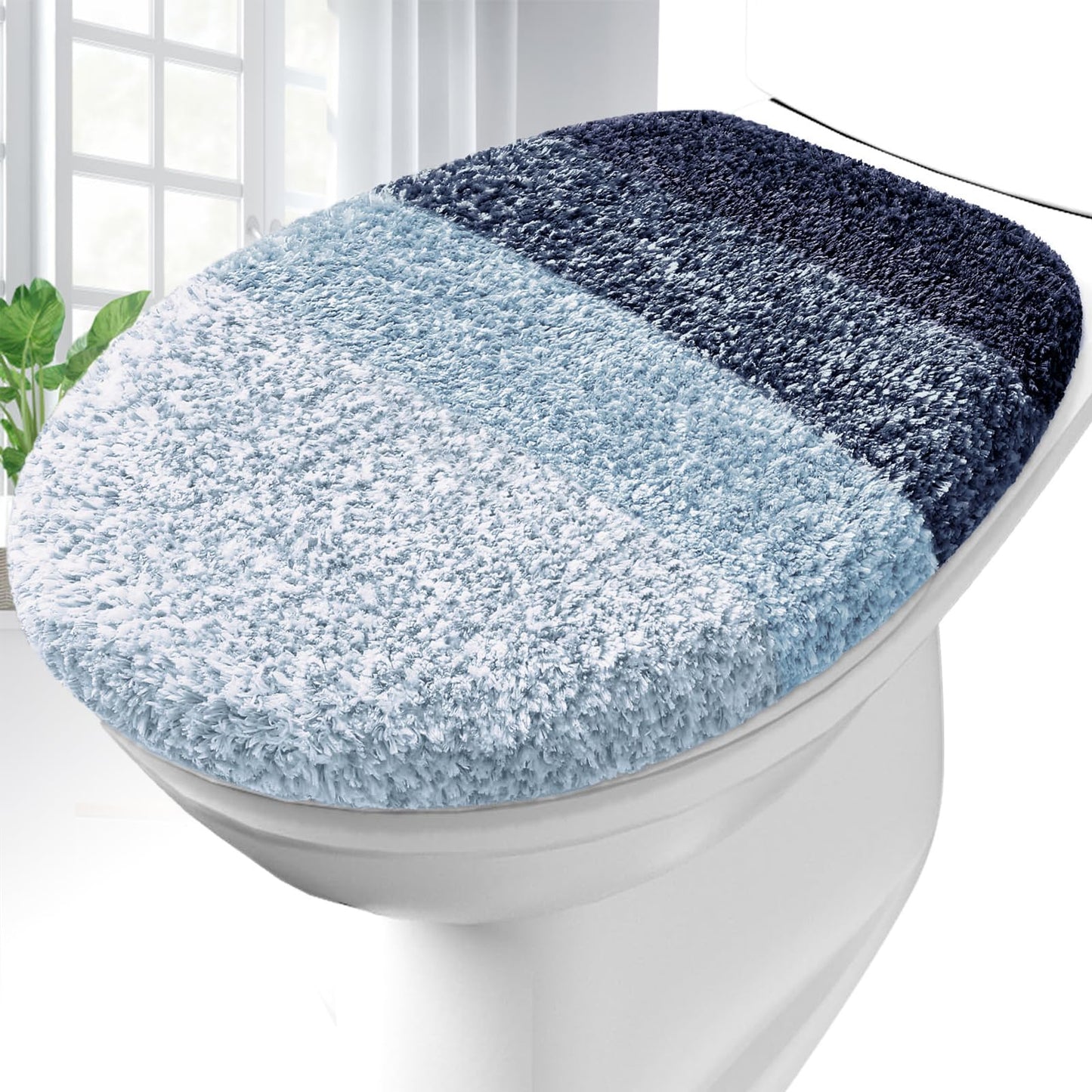 OLANLY Soft Microfiber Bathroom Toilet Lid Cover, 17.5x15, Gray | Machine Washable Seat Covers, Stays in Place Rubber Backing, Fits Most Round, Elongated and Oblong Lids, Accessories Decor
