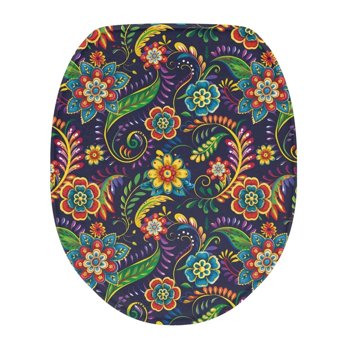 chaqlin Toilet Lid Cover Blue Marble Absorbent Flannel Oval Toilet Seat Covers for Bathroom, Washable Accessories Decor, Stretchable