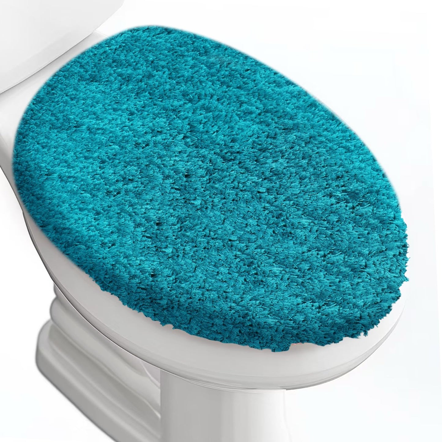 Microfiber Elongated Toilet Seat Cover 19.5"x 15" Machine Washable | Solid Toilet Lid Cover Adjustable Rubber Backing Fits Only 18-19.5"L x 14-16"W Elongated Toilet Seat