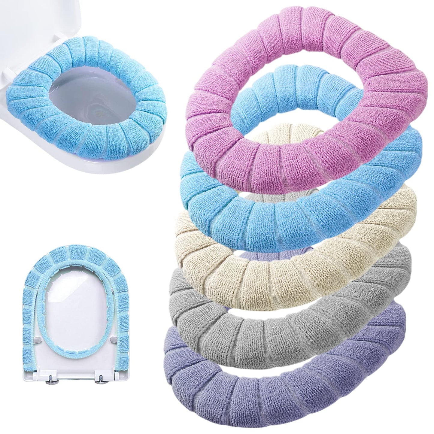 Legigo 5 Pack Toilet Seat Cover, Soft Toilet Seat Warmer Pads for Bathroom | Warmth, Comfort & Easy to Install, Toilet Seat Cushion Covers, Washable and Stretchable (Pumpkin Modelling)