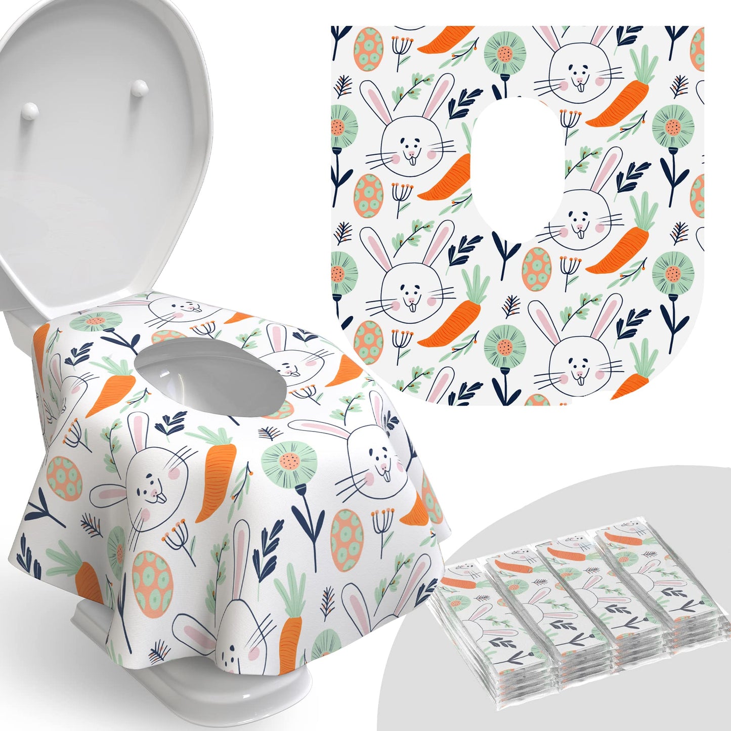 Relyo Disposable Toilet Seat Cover for Travel – 20 Pack with Covers Wrapped in Sets of 2, Non-Flushable Liners, Fits Most Seats – Kids, Toddlers, Adults (Waves, 20)