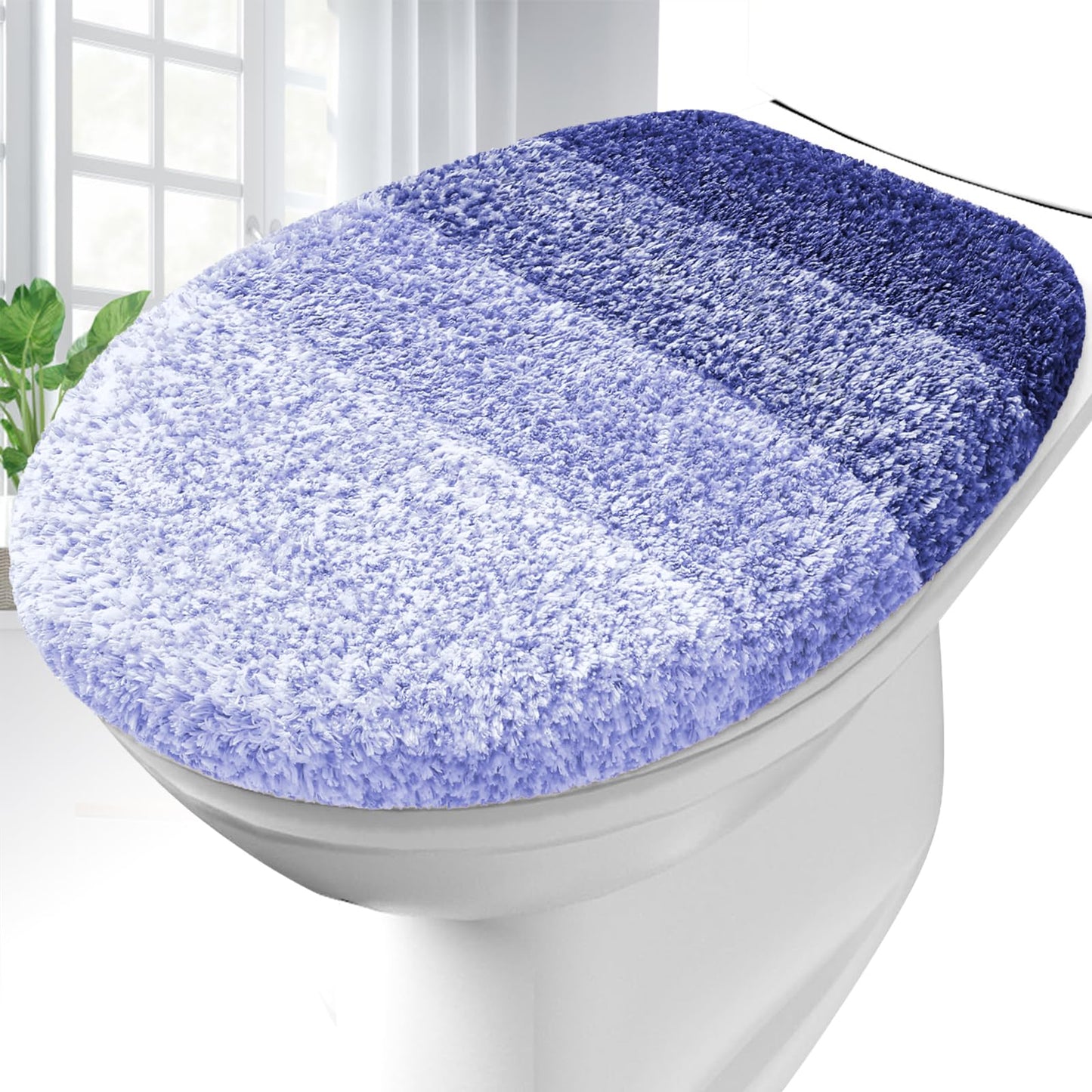 OLANLY Soft Microfiber Bathroom Toilet Lid Cover, 17.5x15, Gray | Machine Washable Seat Covers, Stays in Place Rubber Backing, Fits Most Round, Elongated and Oblong Lids, Accessories Decor