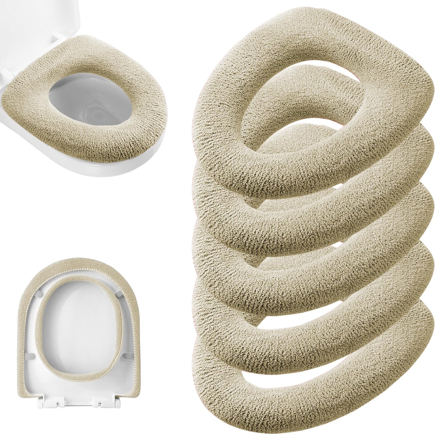 Legigo 5 Pack Toilet Seat Cover, Soft Toilet Seat Warmer Pads for Bathroom | Warmth, Comfort & Easy to Install, Toilet Seat Cushion Covers, Washable and Stretchable (Pumpkin Modelling)