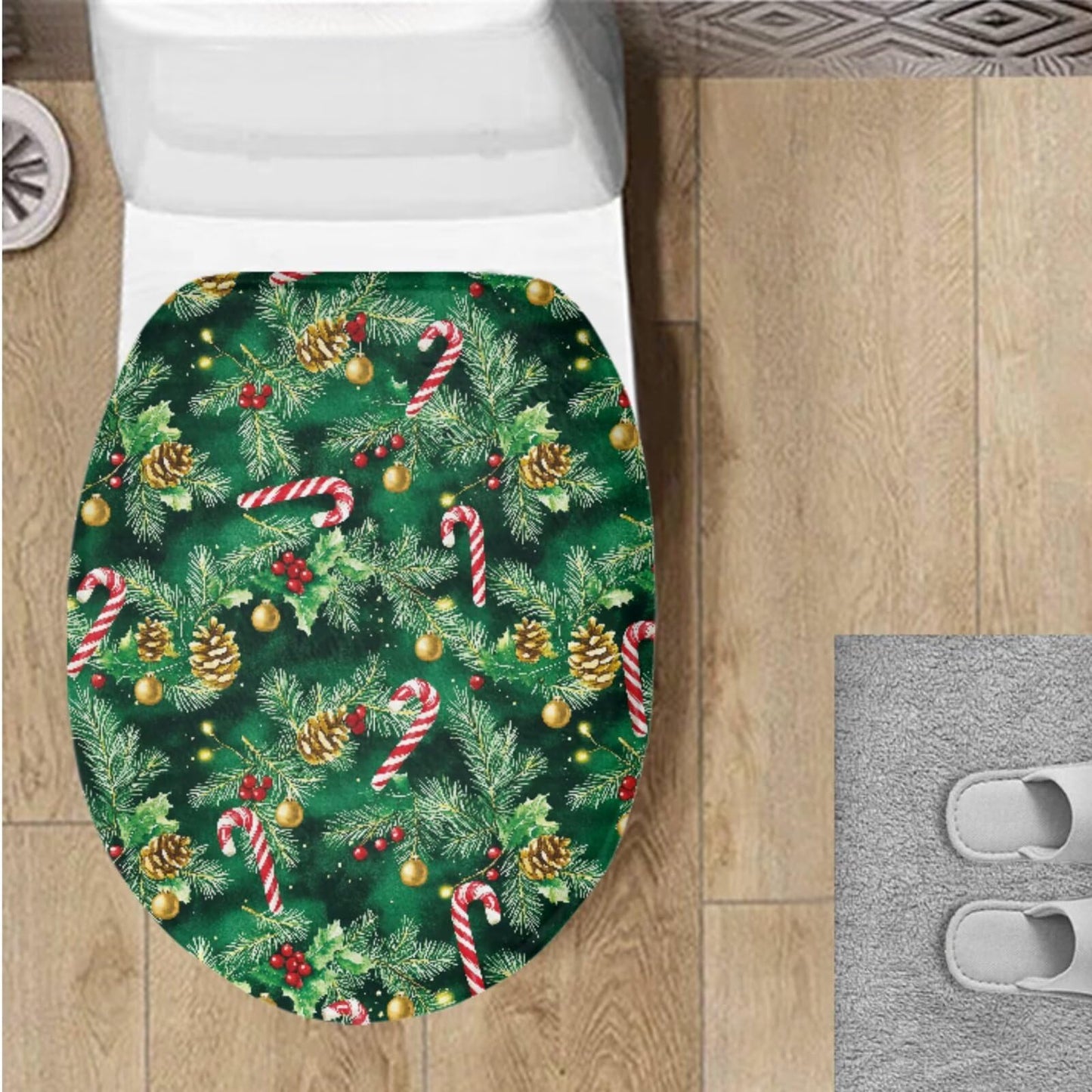 Toilet Lid Cover for Bathroom Water Absorbent Toilet Lid Protector Fits Most Sizes Standard, Round, Elongated and Oblong Lids, Gothic Crow Rose Gray