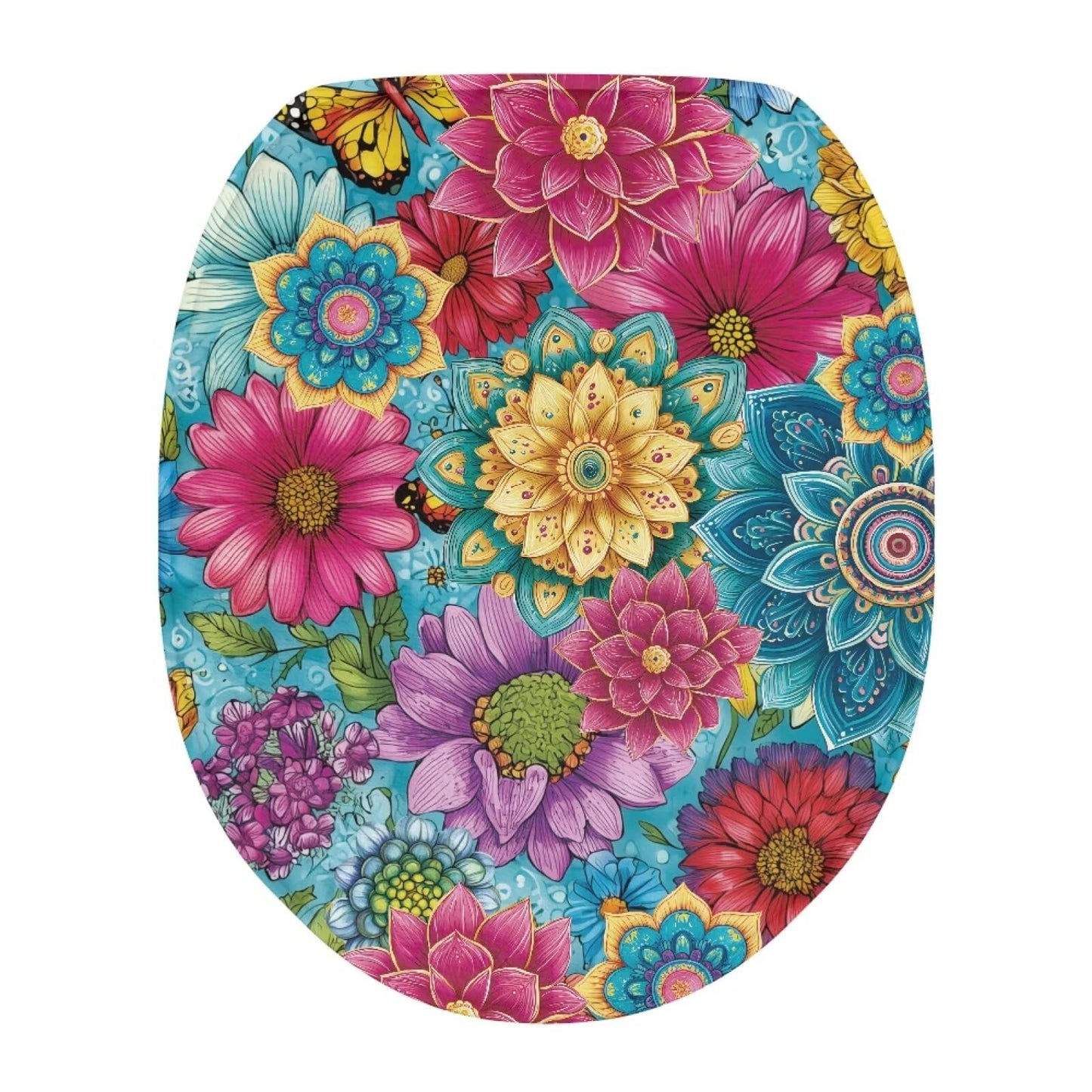 Hummingbird Flower Toilet Lid Covers for Bathroom Hummingbird Flower Toilet Seat Cushion Cover Elongated Reusable Replacement Fabric Elastic Washable Dust Covers
