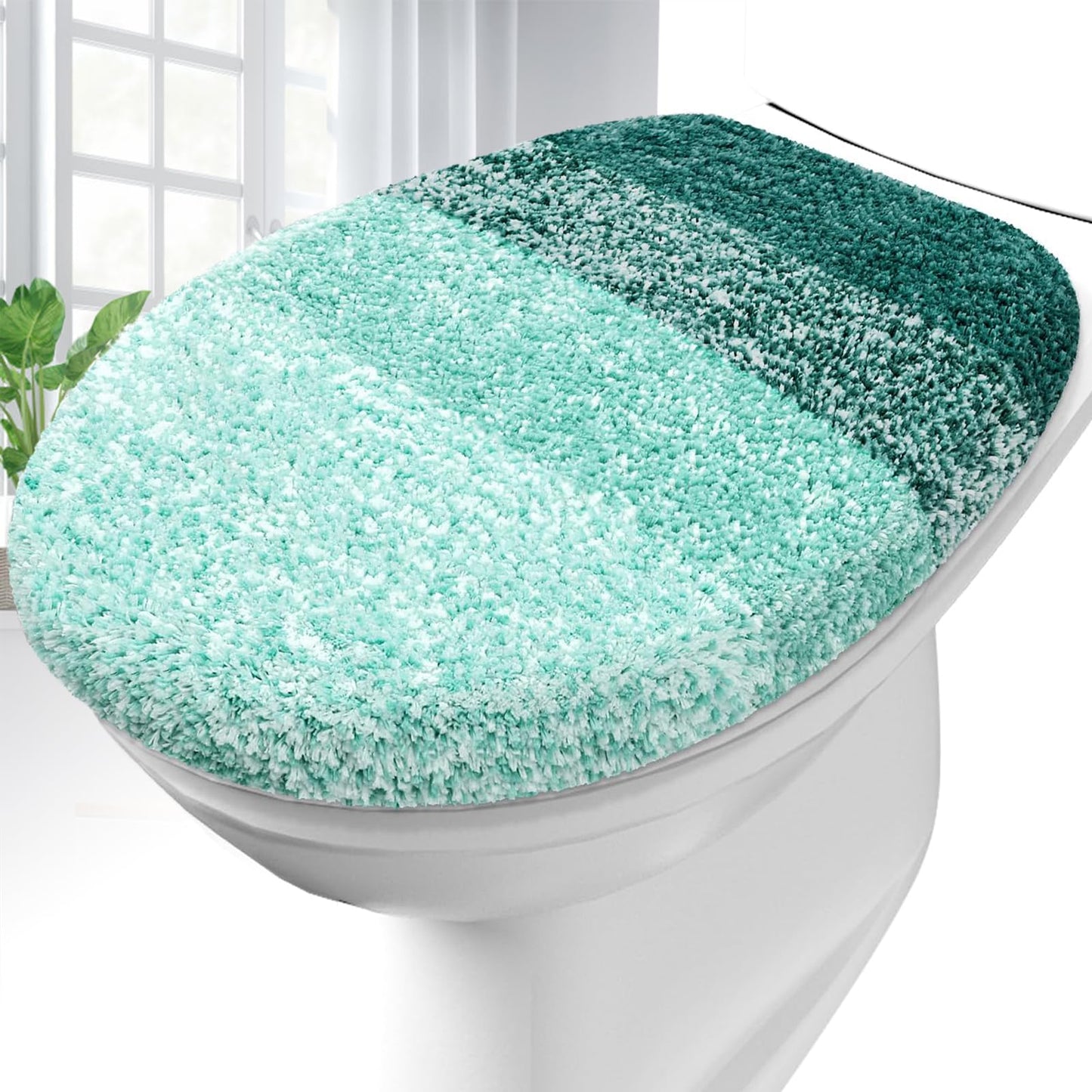 OLANLY Soft Microfiber Bathroom Toilet Lid Cover, 17.5x15, Gray | Machine Washable Seat Covers, Stays in Place Rubber Backing, Fits Most Round, Elongated and Oblong Lids, Accessories Decor