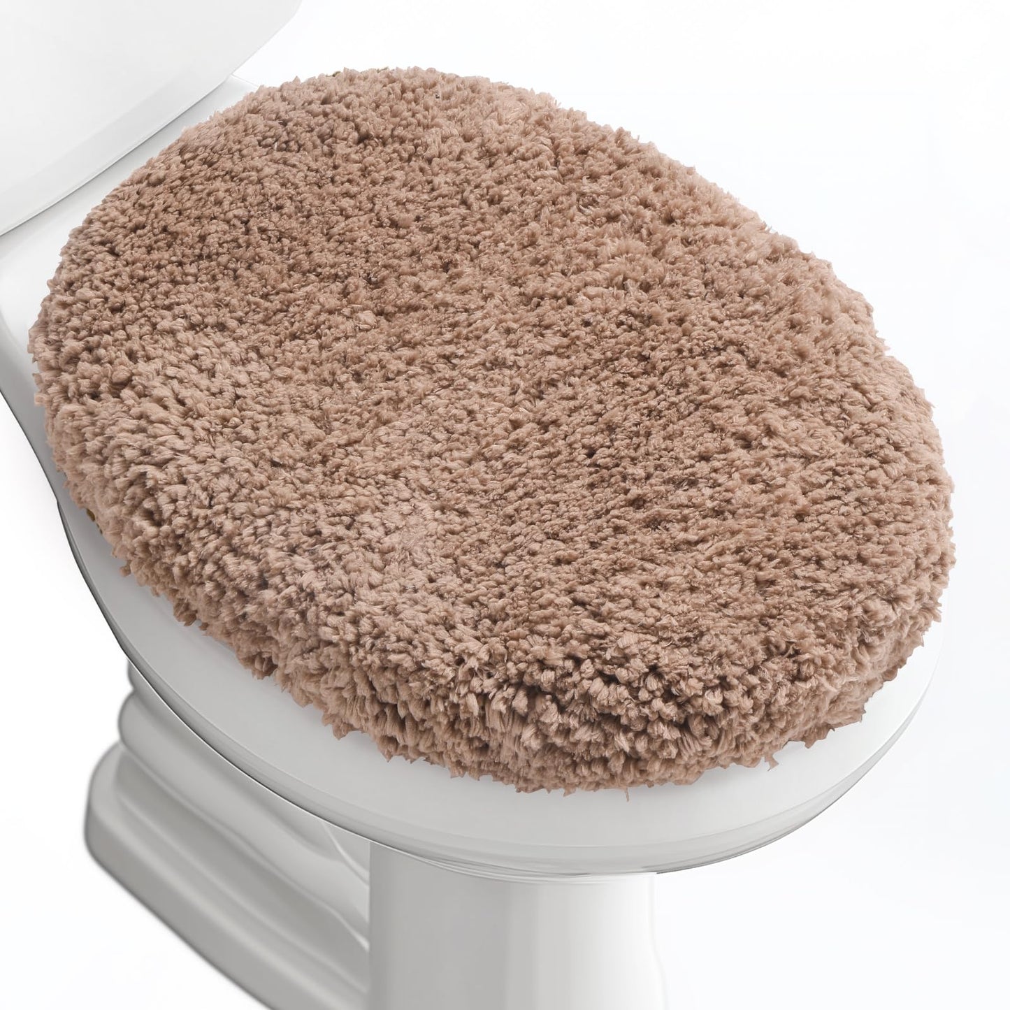 Microfiber Elongated Toilet Seat Cover 19.5"x 15" Machine Washable | Solid Toilet Lid Cover Adjustable Rubber Backing Fits Only 18-19.5"L x 14-16"W Elongated Toilet Seat