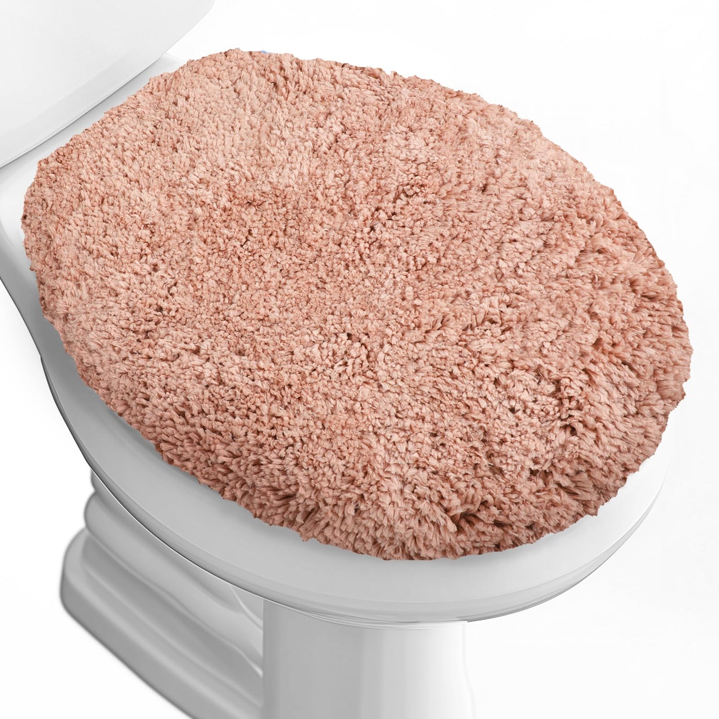 Microfiber Elongated Toilet Seat Cover 19.5"x 15" Machine Washable | Solid Toilet Lid Cover Adjustable Rubber Backing Fits Only 18-19.5"L x 14-16"W Elongated Toilet Seat