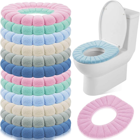 Tegeme 12 Pcs 11.8'' Thicker Bathroom Toilet Seat Cover Pads Bulk,Colorful