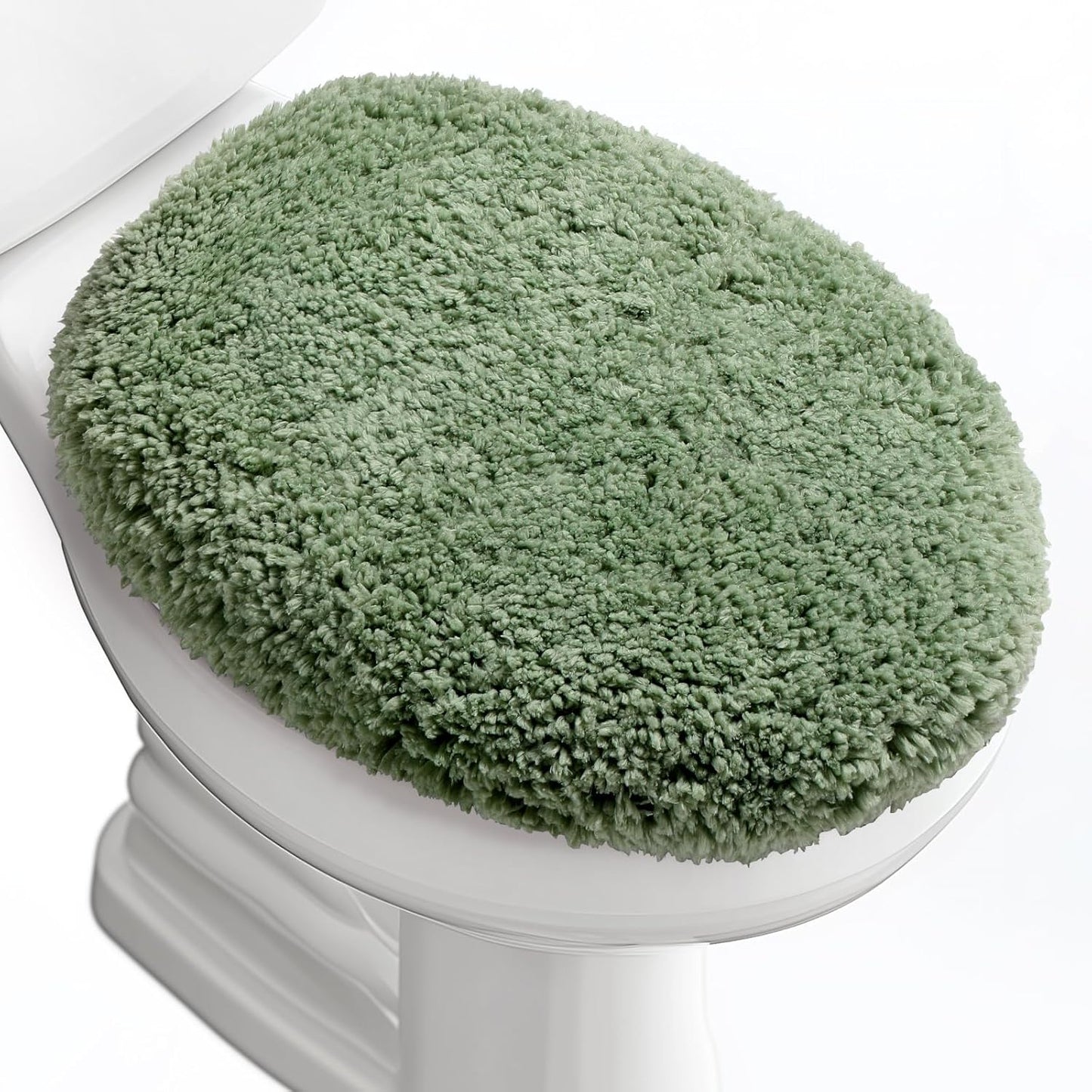 Microfiber Elongated Toilet Seat Cover 19.5"x 15" Machine Washable | Solid Toilet Lid Cover Adjustable Rubber Backing Fits Only 18-19.5"L x 14-16"W Elongated Toilet Seat
