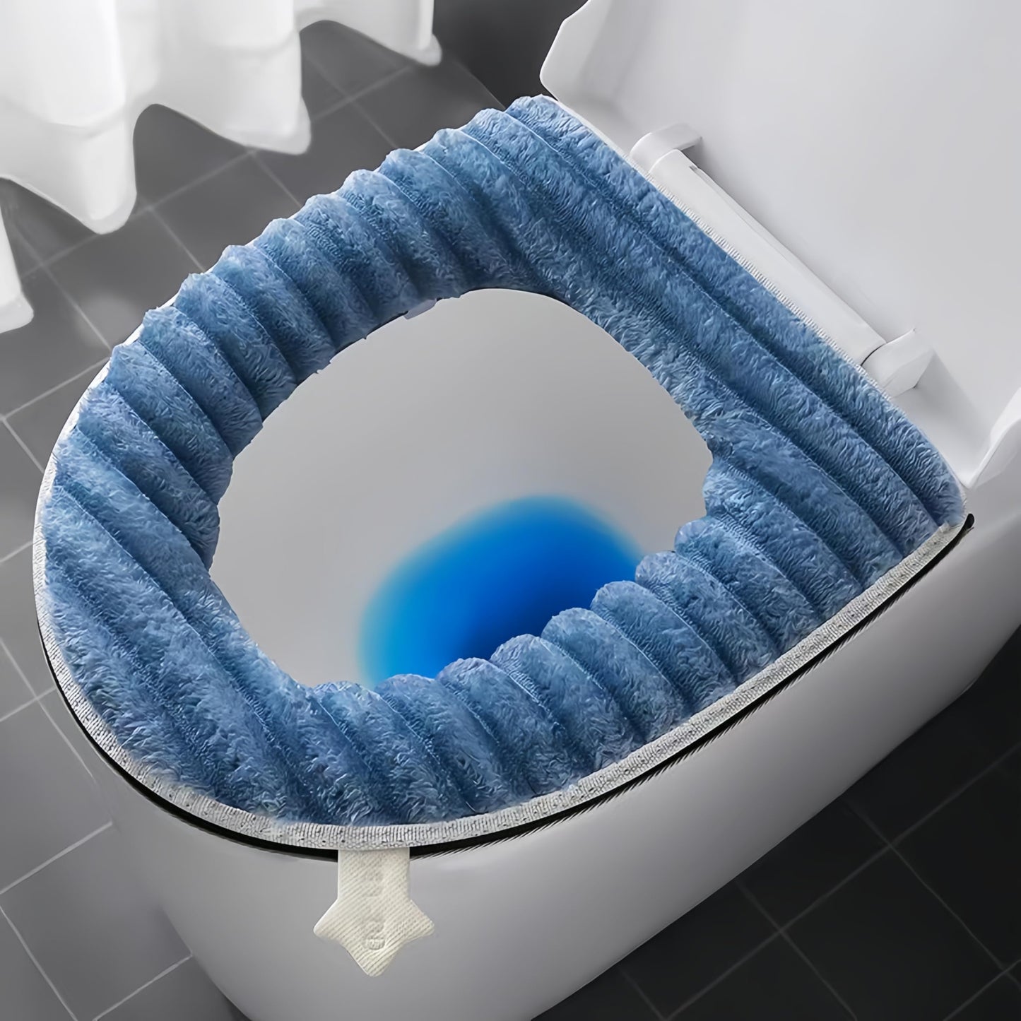 Toilet Seat Warmer Cover,Bathroom Soft Thicker Warmer with Zipper Snaps Fixed Stretchable Washable Fiber Cloth Toilet Seat Covers Pads Easy Installation& Cleaning (Gray)