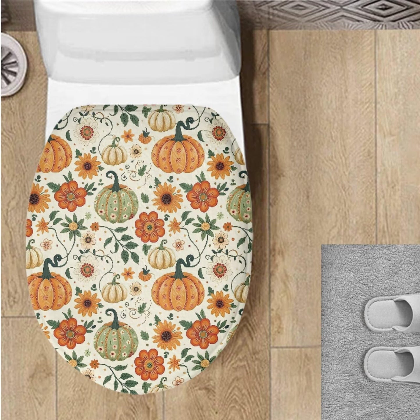 Toilet Lid Cover for Bathroom Water Absorbent Toilet Lid Protector Fits Most Sizes Standard, Round, Elongated and Oblong Lids, Gothic Crow Rose Gray