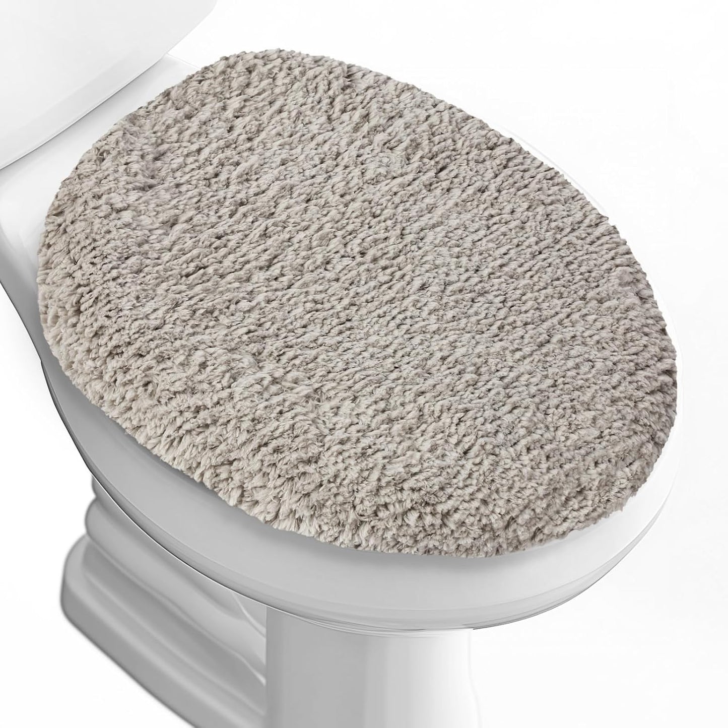 Microfiber Elongated Toilet Seat Cover 19.5"x 15" Machine Washable | Solid Toilet Lid Cover Adjustable Rubber Backing Fits Only 18-19.5"L x 14-16"W Elongated Toilet Seat