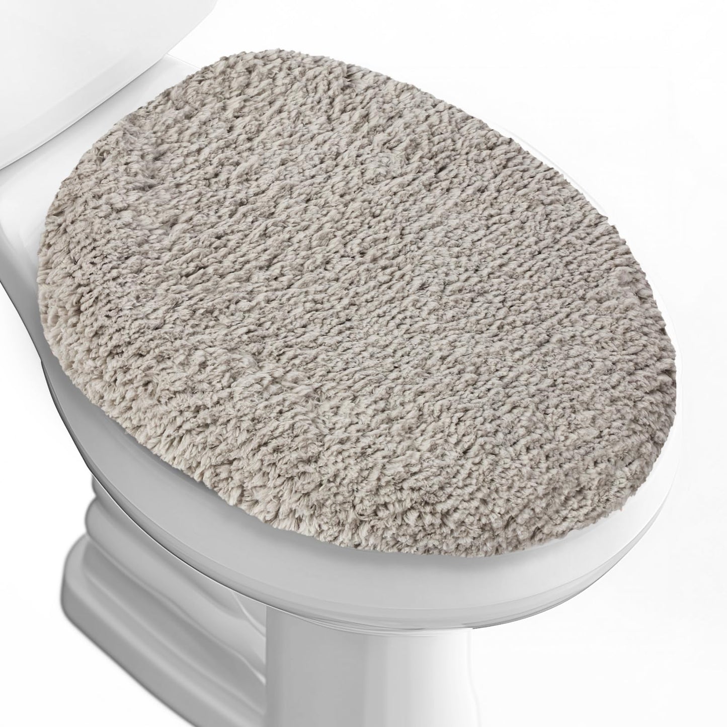 Microfiber Elongated Toilet Seat Cover 19.5"x 15" Machine Washable | Solid Toilet Lid Cover Adjustable Rubber Backing Fits Only 18-19.5"L x 14-16"W Elongated Toilet Seat