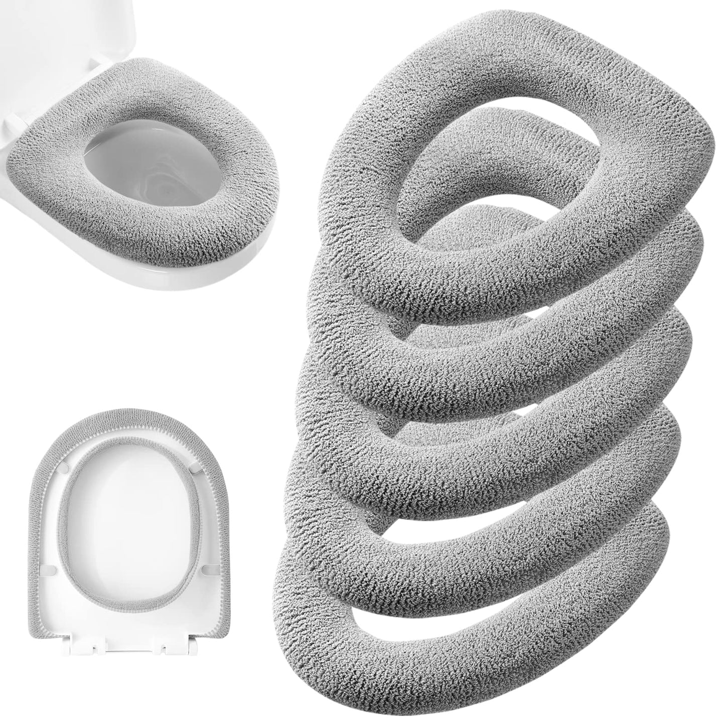 Legigo 5 Pack Toilet Seat Cover, Soft Toilet Seat Warmer Pads for Bathroom | Warmth, Comfort & Easy to Install, Toilet Seat Cushion Covers, Washable and Stretchable (Pumpkin Modelling)