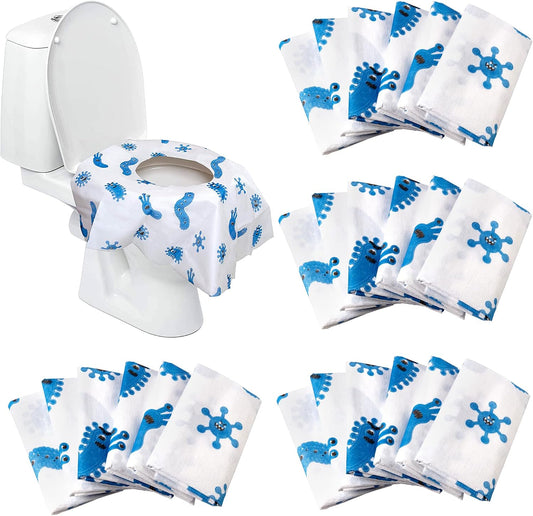 Potty Shields Disposable Toilet Seat Covers, XL Waterproof Sheets, 24 Pack | Toilet Covers for Toddlers, Kids & Adults, Portable & Individually Wrapped for Travel, Potty Training, & Public Restrooms
