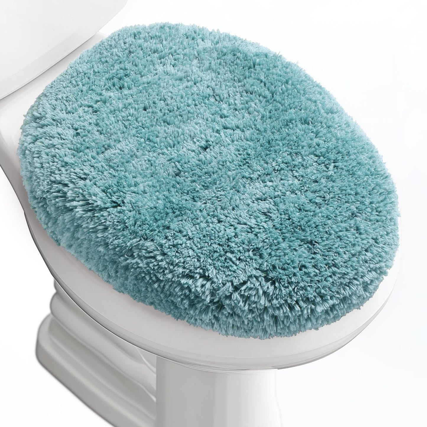 Microfiber Elongated Toilet Seat Cover 19.5"x 15" Machine Washable | Solid Toilet Lid Cover Adjustable Rubber Backing Fits Only 18-19.5"L x 14-16"W Elongated Toilet Seat
