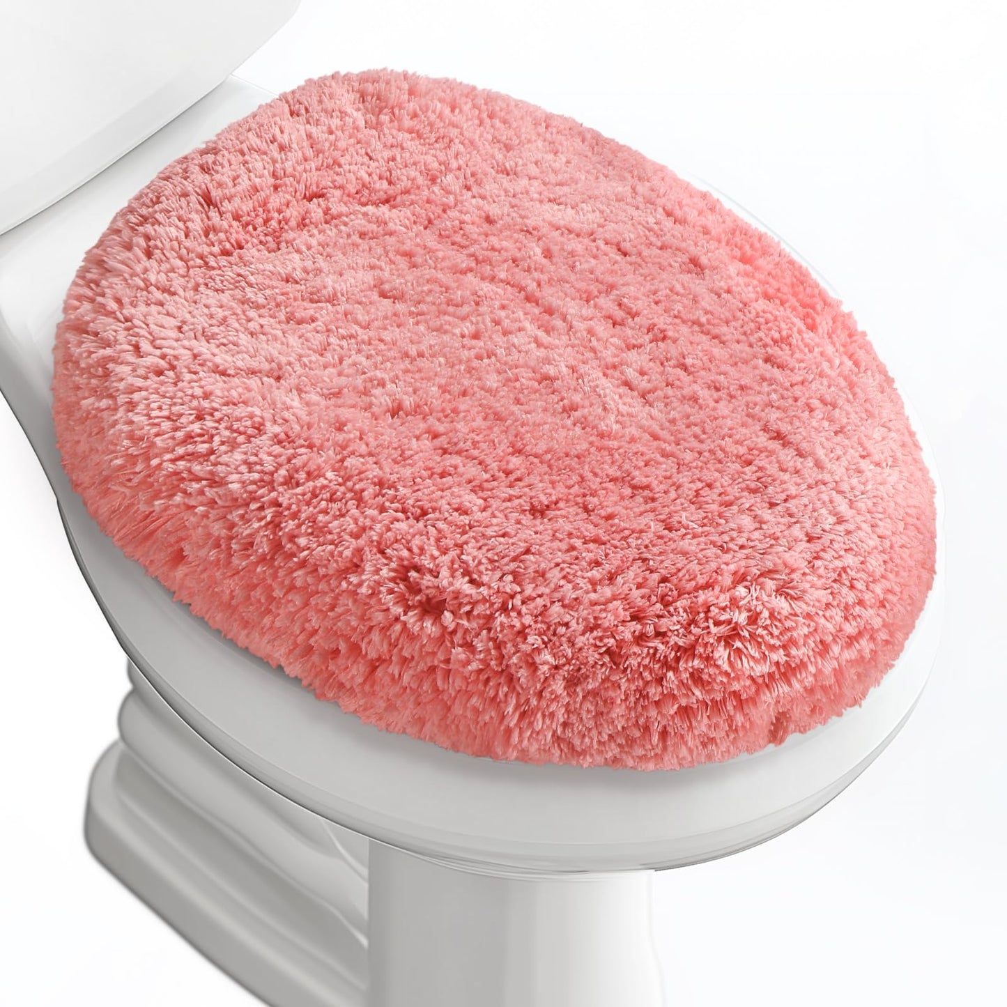 Microfiber Elongated Toilet Seat Cover 19.5"x 15" Machine Washable | Solid Toilet Lid Cover Adjustable Rubber Backing Fits Only 18-19.5"L x 14-16"W Elongated Toilet Seat
