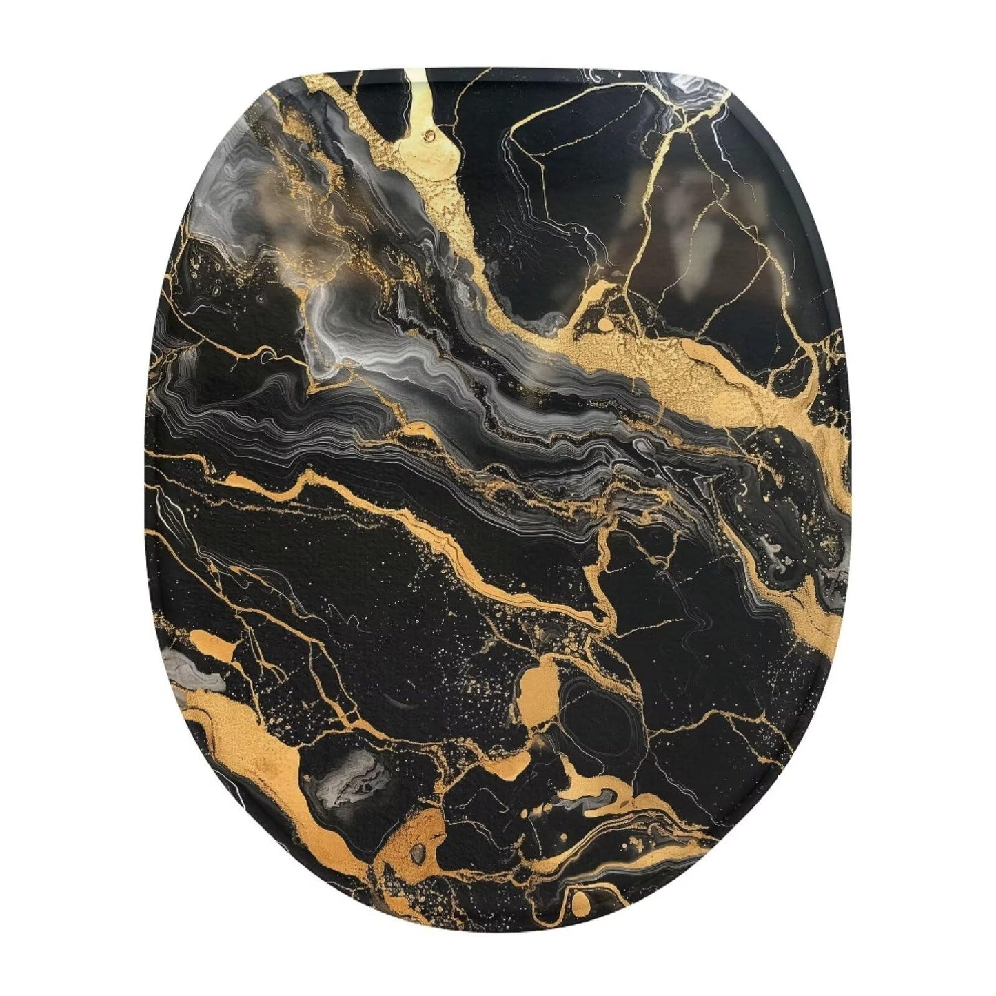 chaqlin Toilet Lid Cover Blue Marble Absorbent Flannel Oval Toilet Seat Covers for Bathroom, Washable Accessories Decor, Stretchable