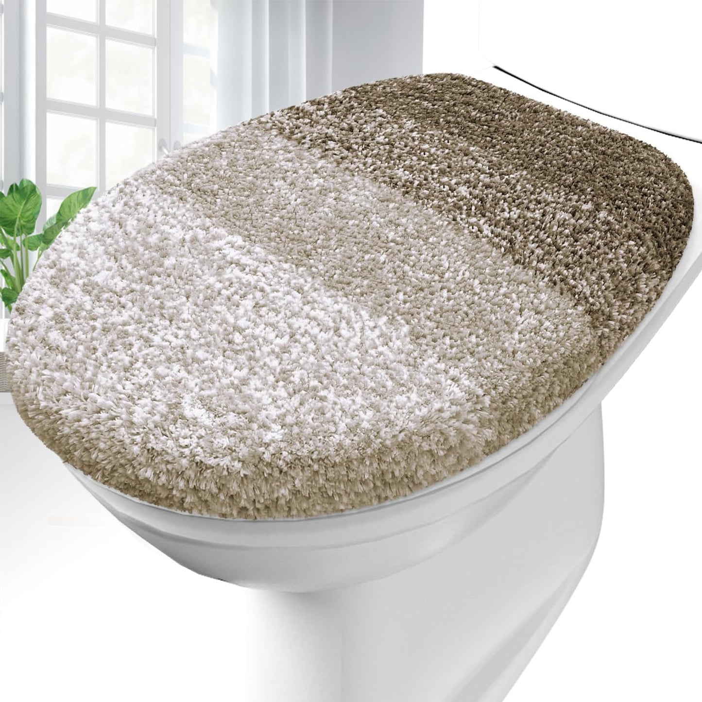 OLANLY Soft Microfiber Bathroom Toilet Lid Cover, 17.5x15, Gray | Machine Washable Seat Covers, Stays in Place Rubber Backing, Fits Most Round, Elongated and Oblong Lids, Accessories Decor